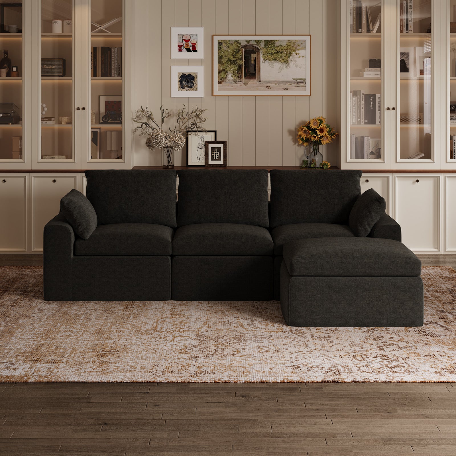 DayDrift Chenille Modular Sectional Sofa - Dark Gray