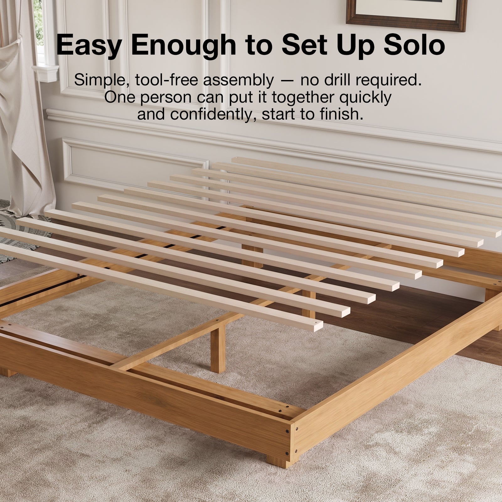 Alora Floating Solid Wood LED Bed Frame