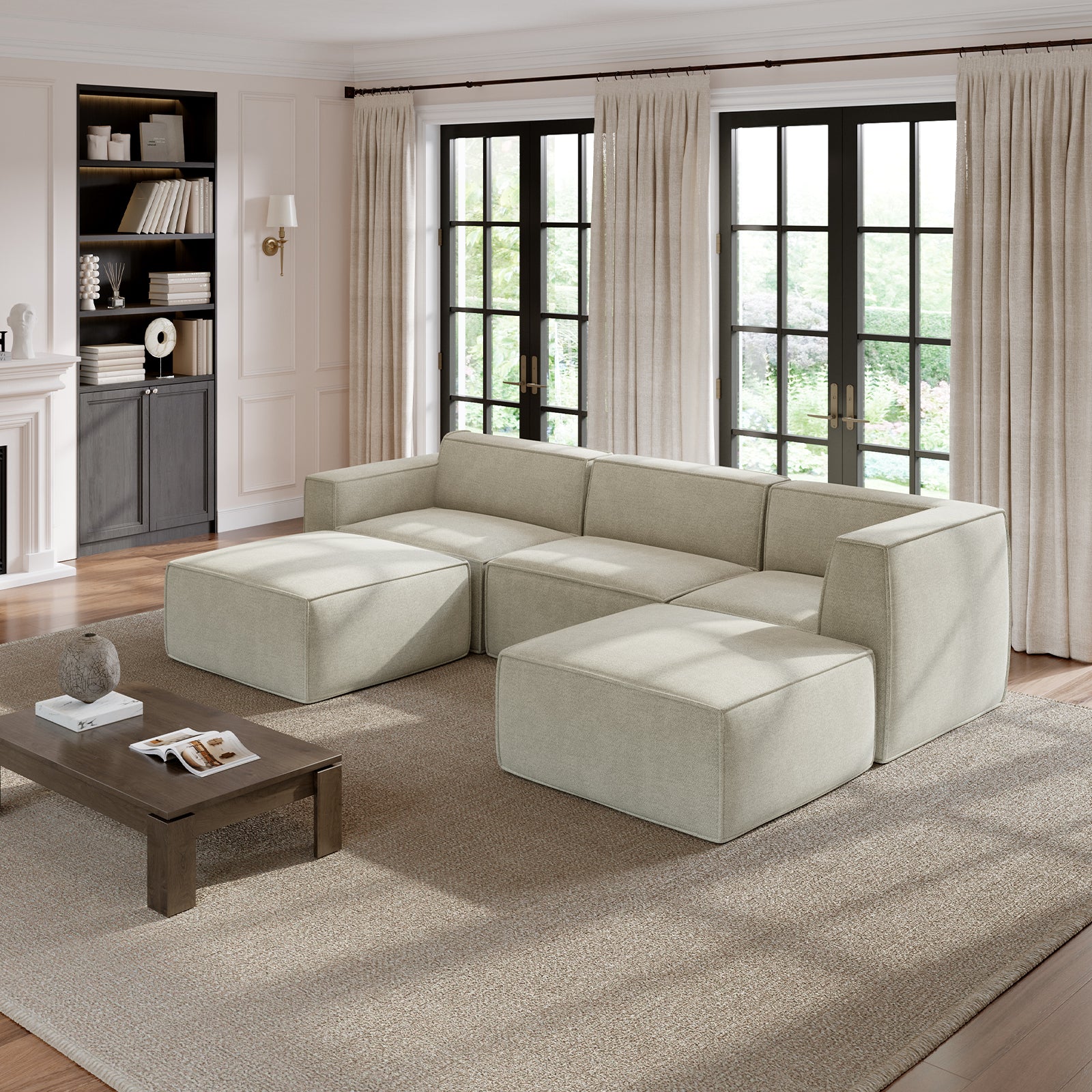 Minimalist Performance Chenille Modular Sofa - Beige