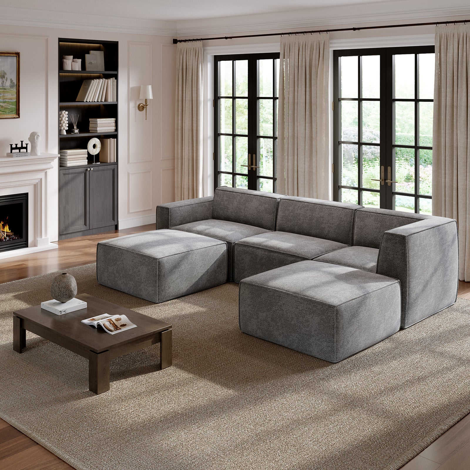 Minimalist Performance Chenille Modular Sofa - Dark Gray