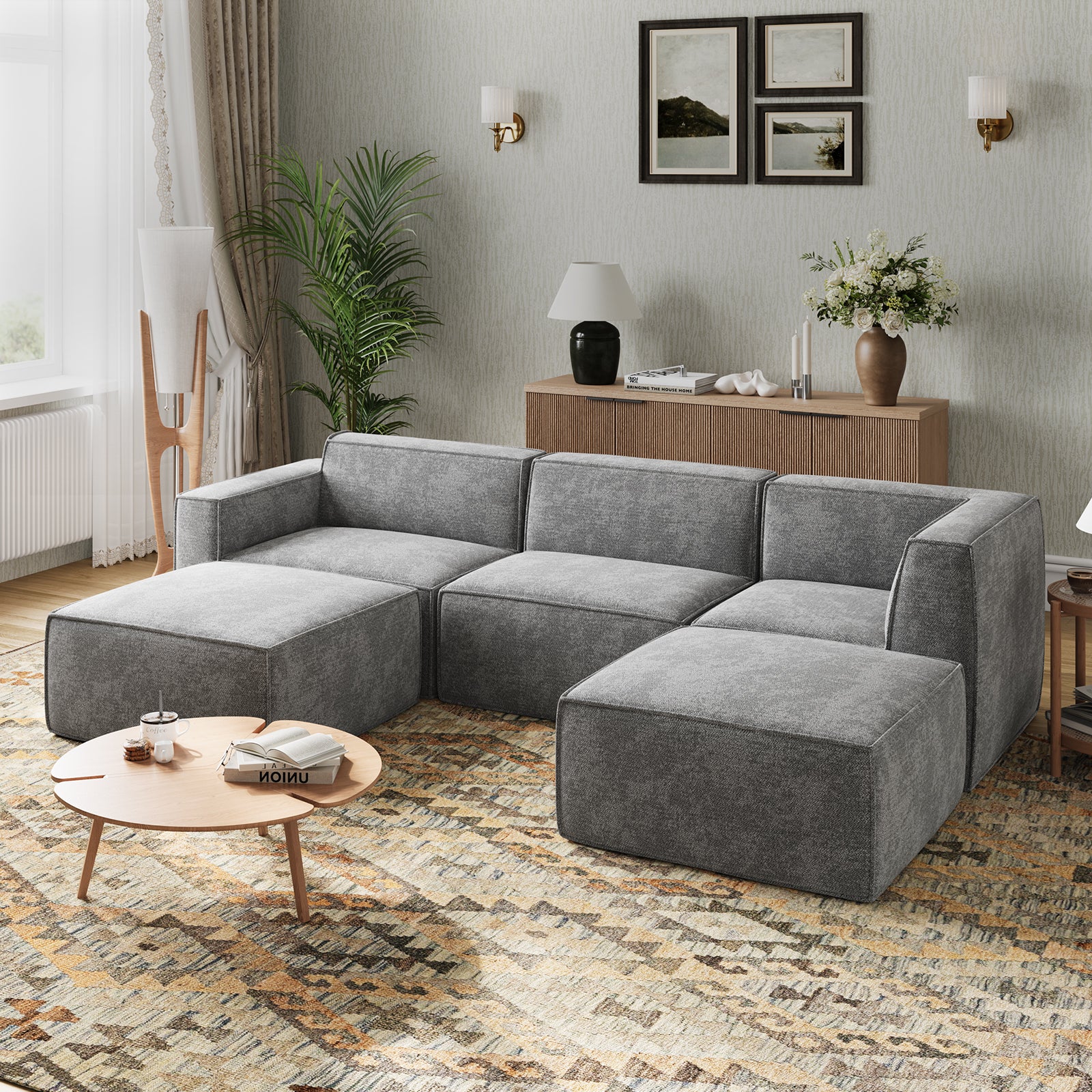 Minimalist Performance Chenille Modular Sofa - Dark Gray