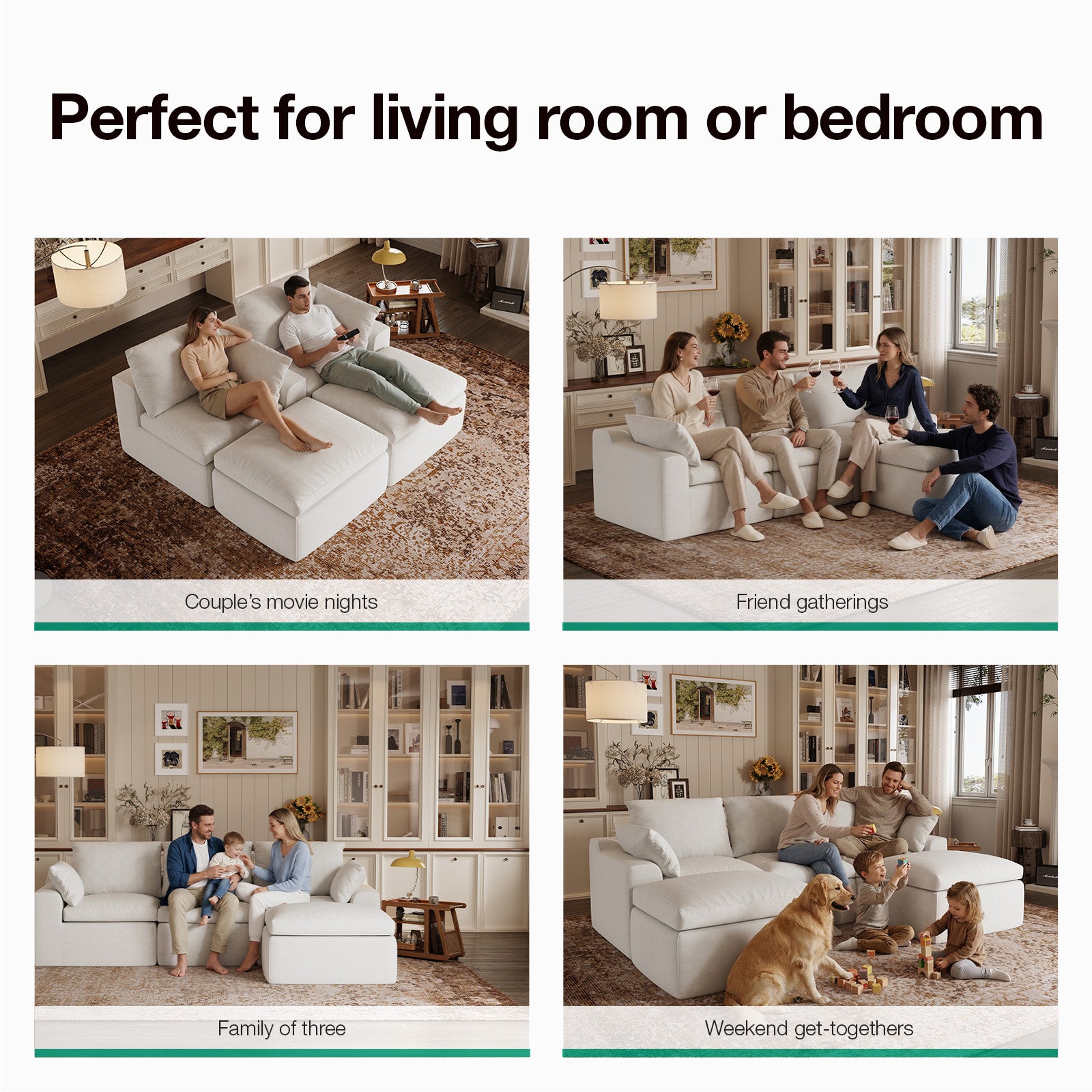DayDrift Chenille Modular Sectional Sofa - White