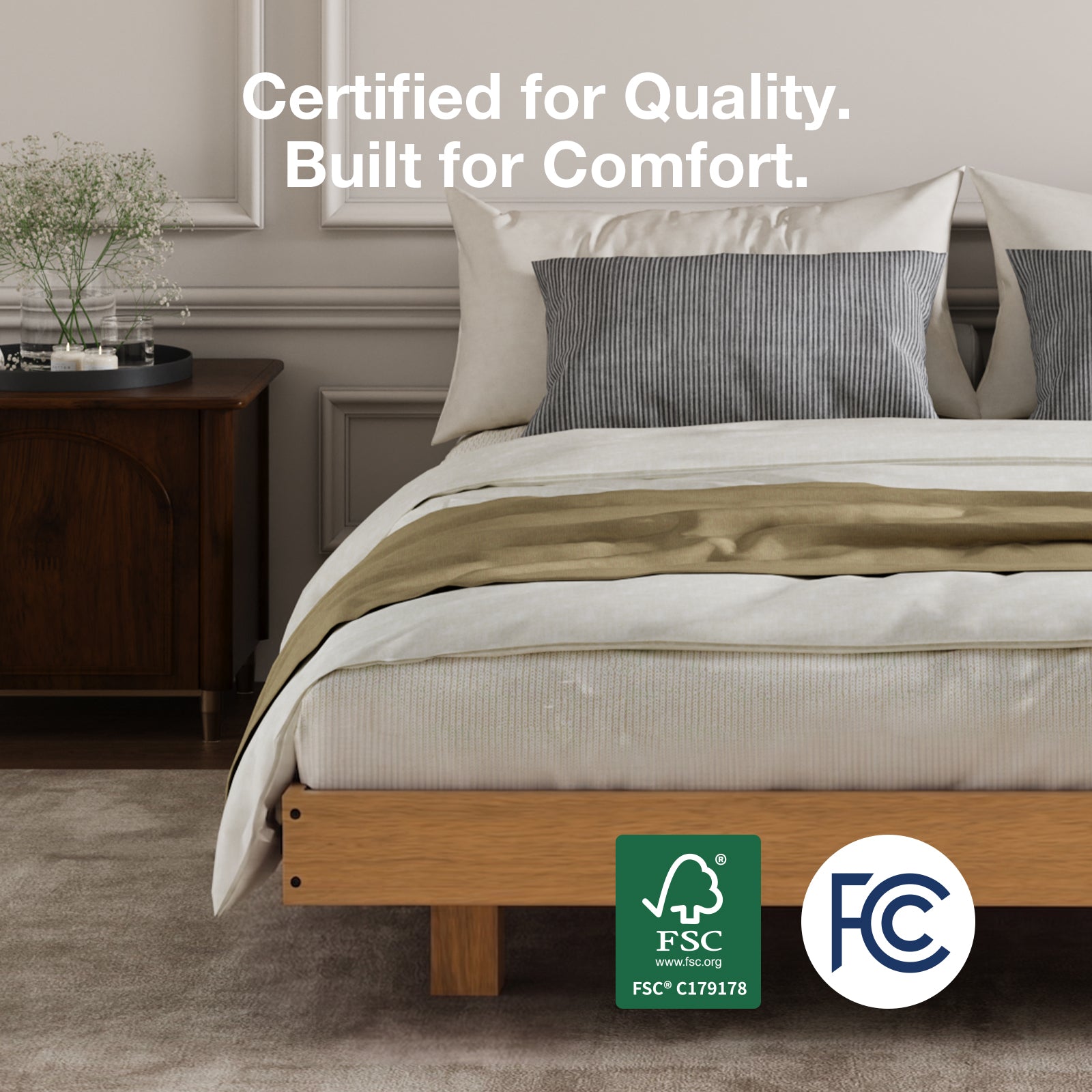 Alora Floating Solid Wood LED Bed Frame