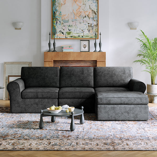 ComfyRoll Chenille Modular Sectional Sofa - Dark Gray