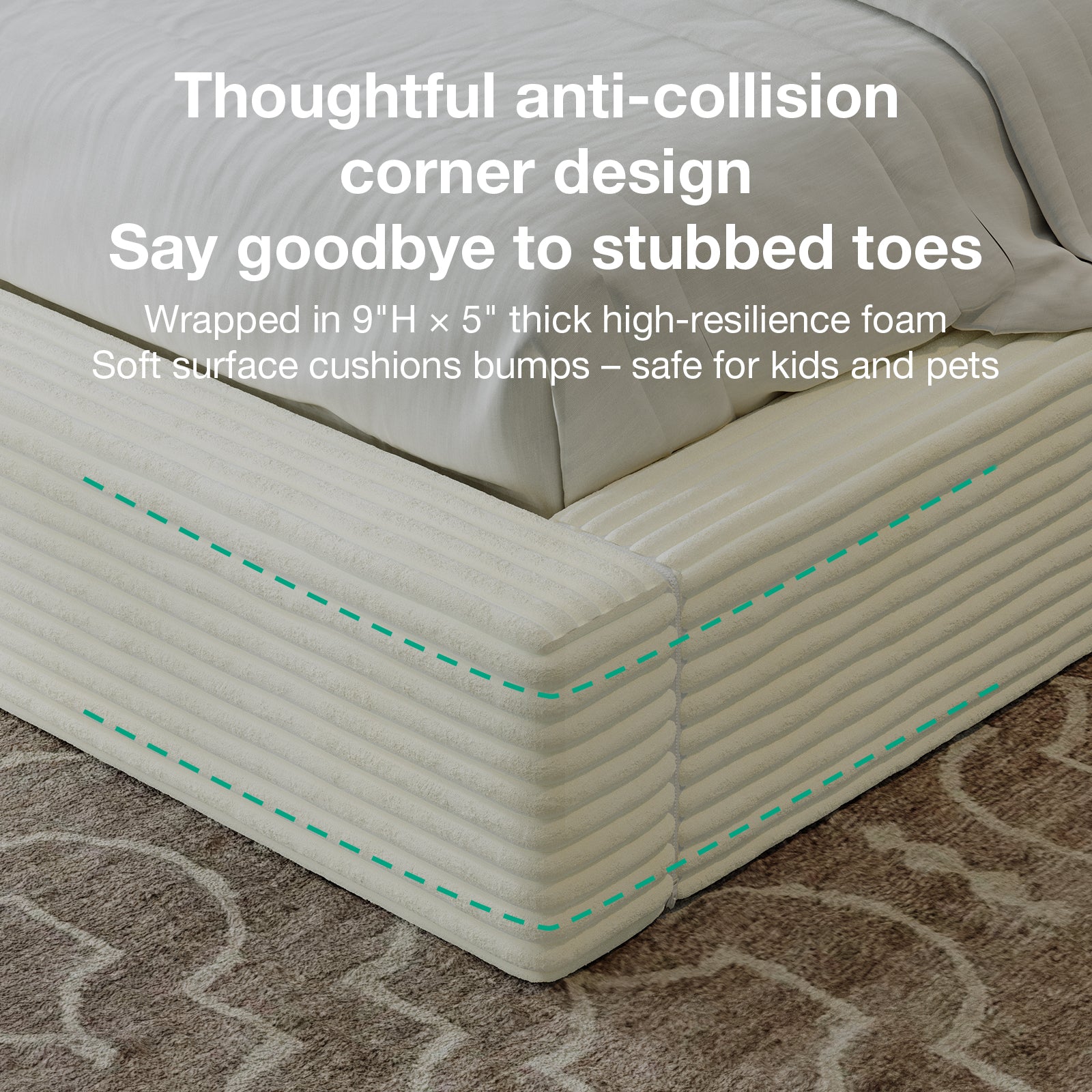 CloudSoft Corduroy Upholstered Platform Bed Frame