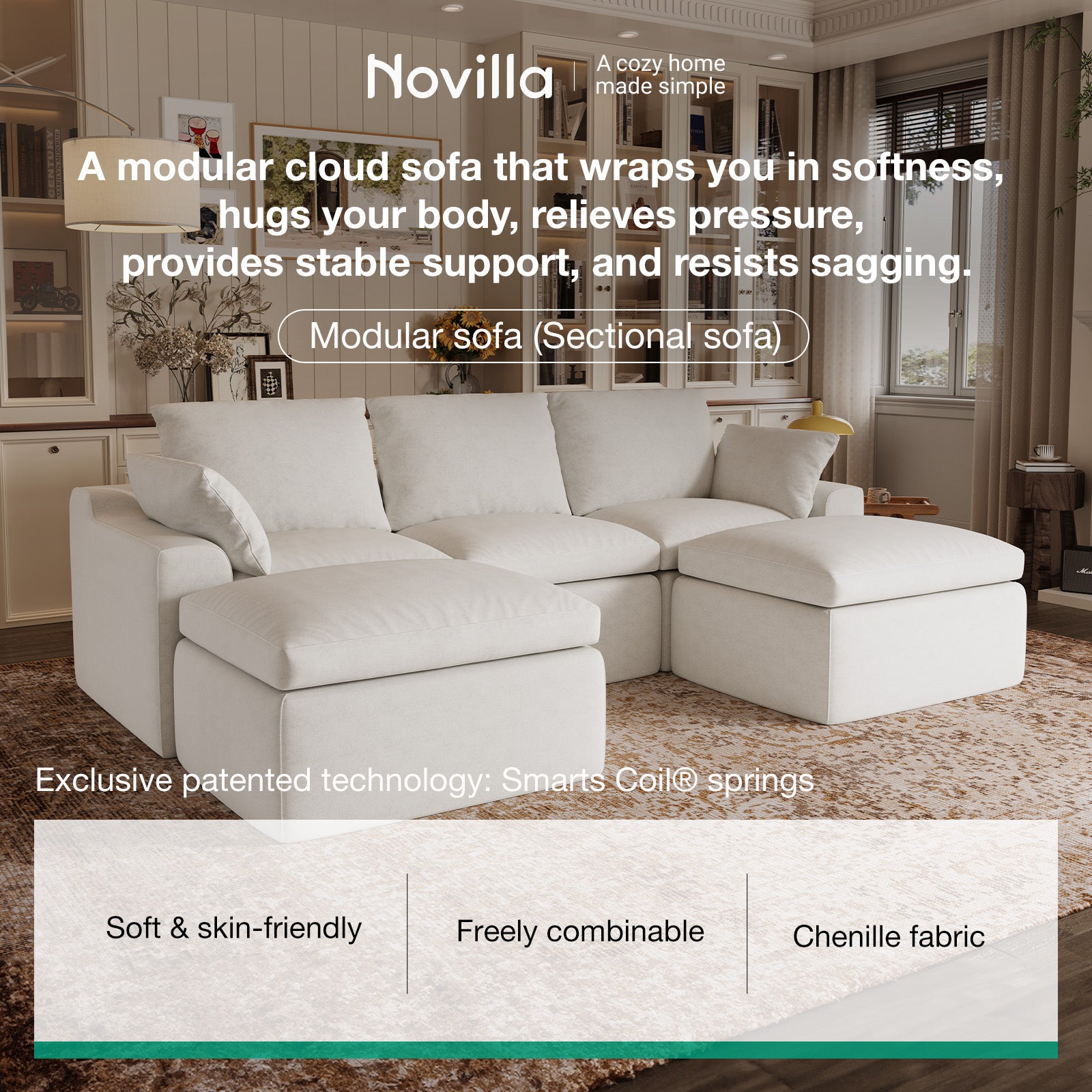 DayDrift Chenille Modular Sectional Sofa - White