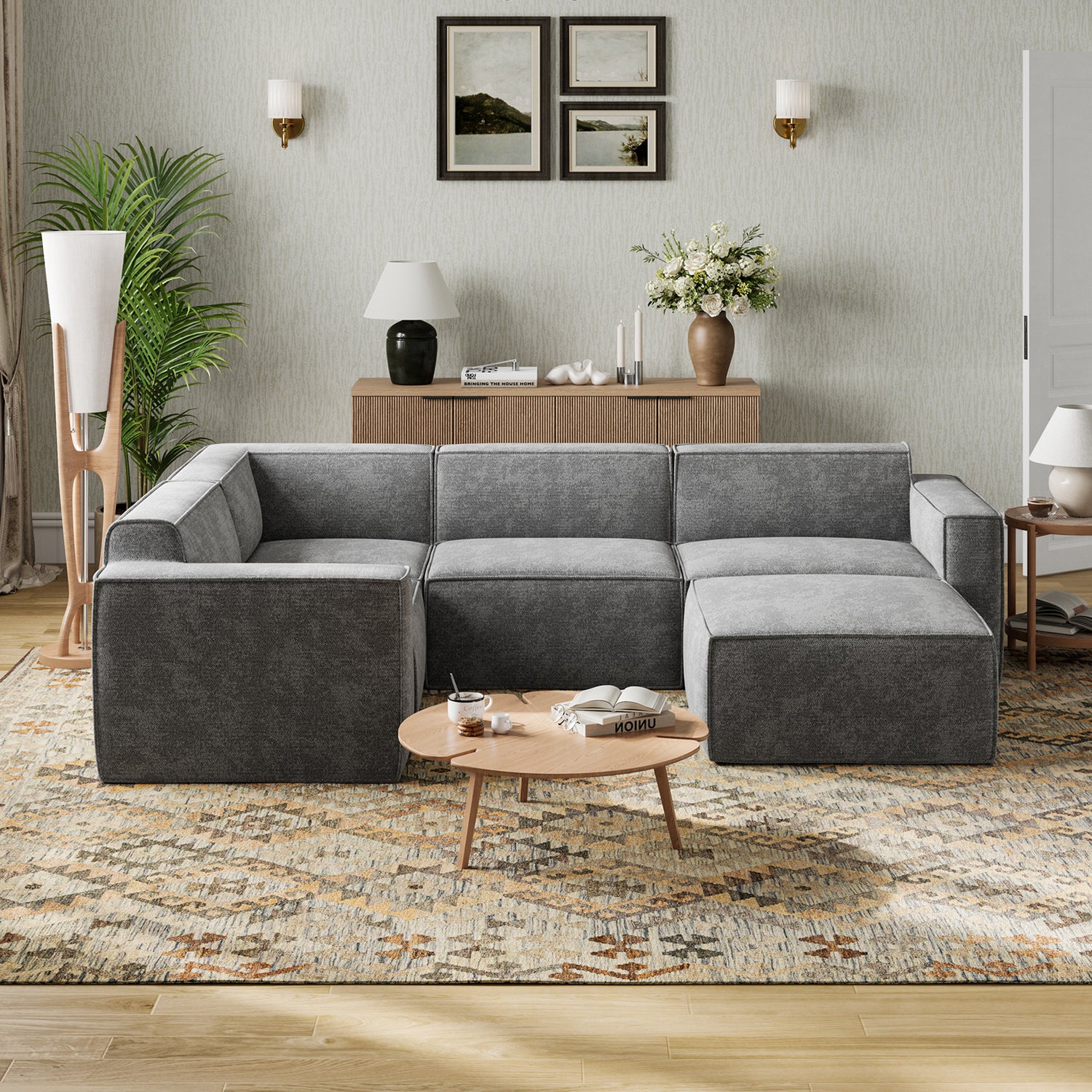 Minimalist Performance Chenille Modular Sofa - Dark Gray