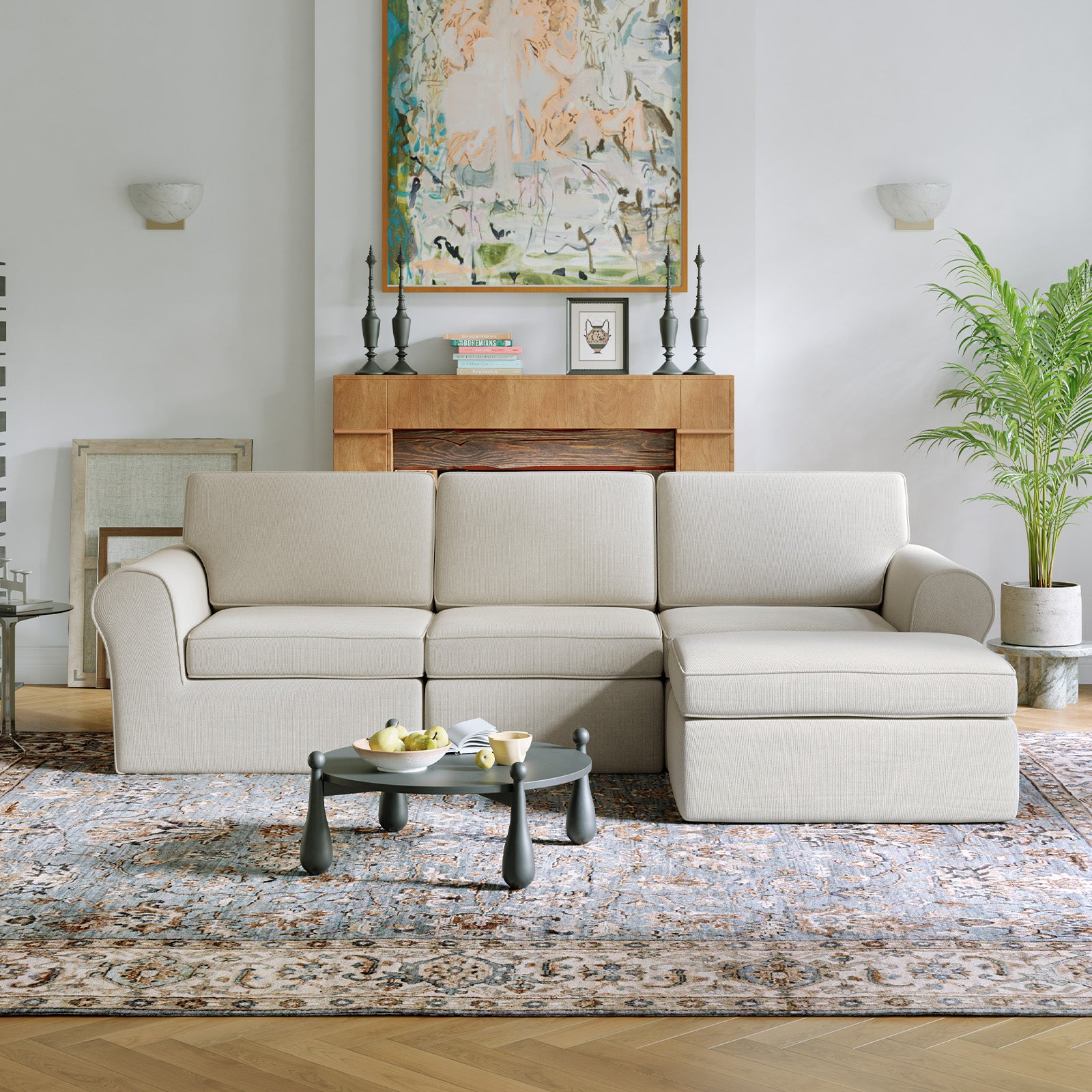 ComfyRoll Chenille Modular Sectional Sofa - White