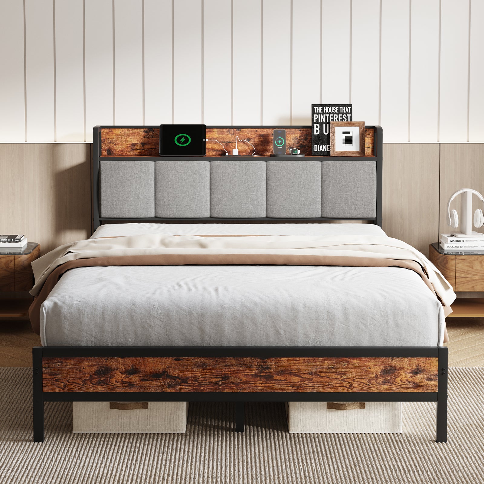 Atlas Charging Storage Bed Frame