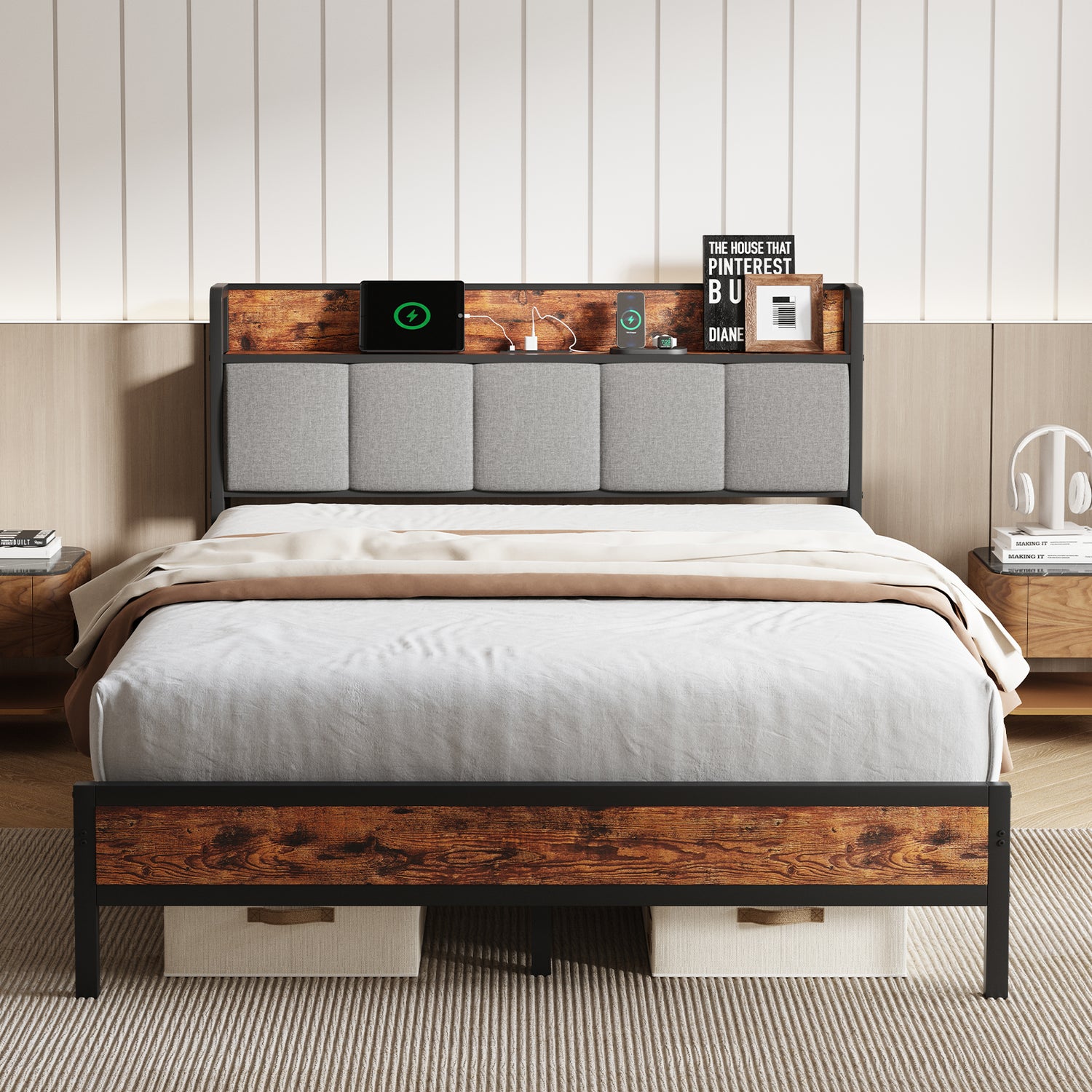 Atlas Charging Storage Bed Frame