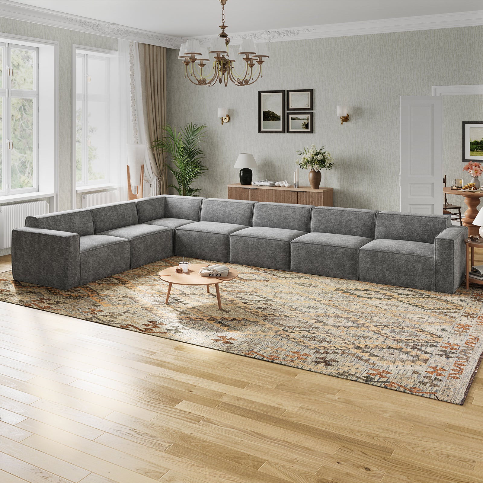 Minimalist Performance Chenille Modular Sofa - Dark Gray