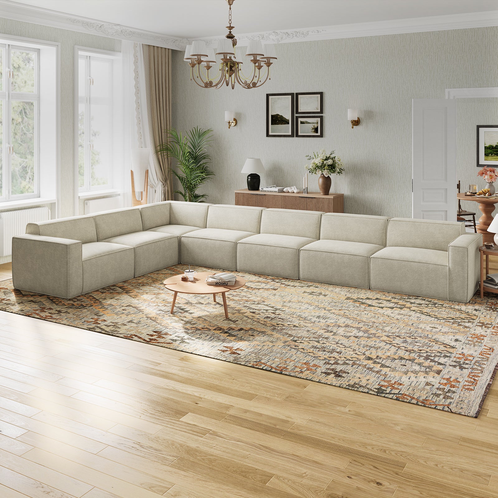 Minimalist Performance Chenille Modular Sofa - Beige