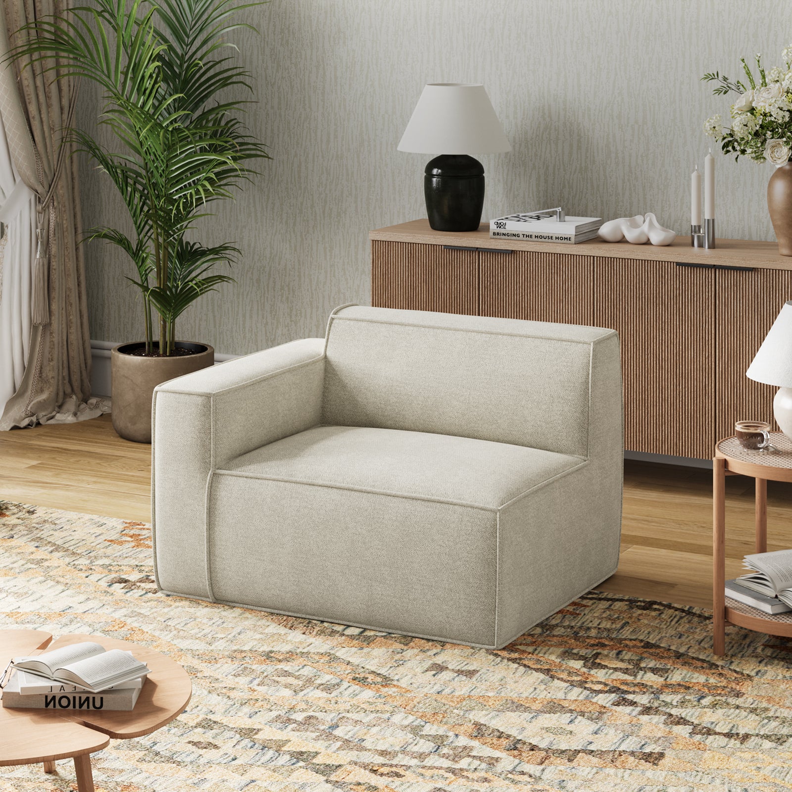 Minimalist Performance Chenille Modular Sofa - Beige