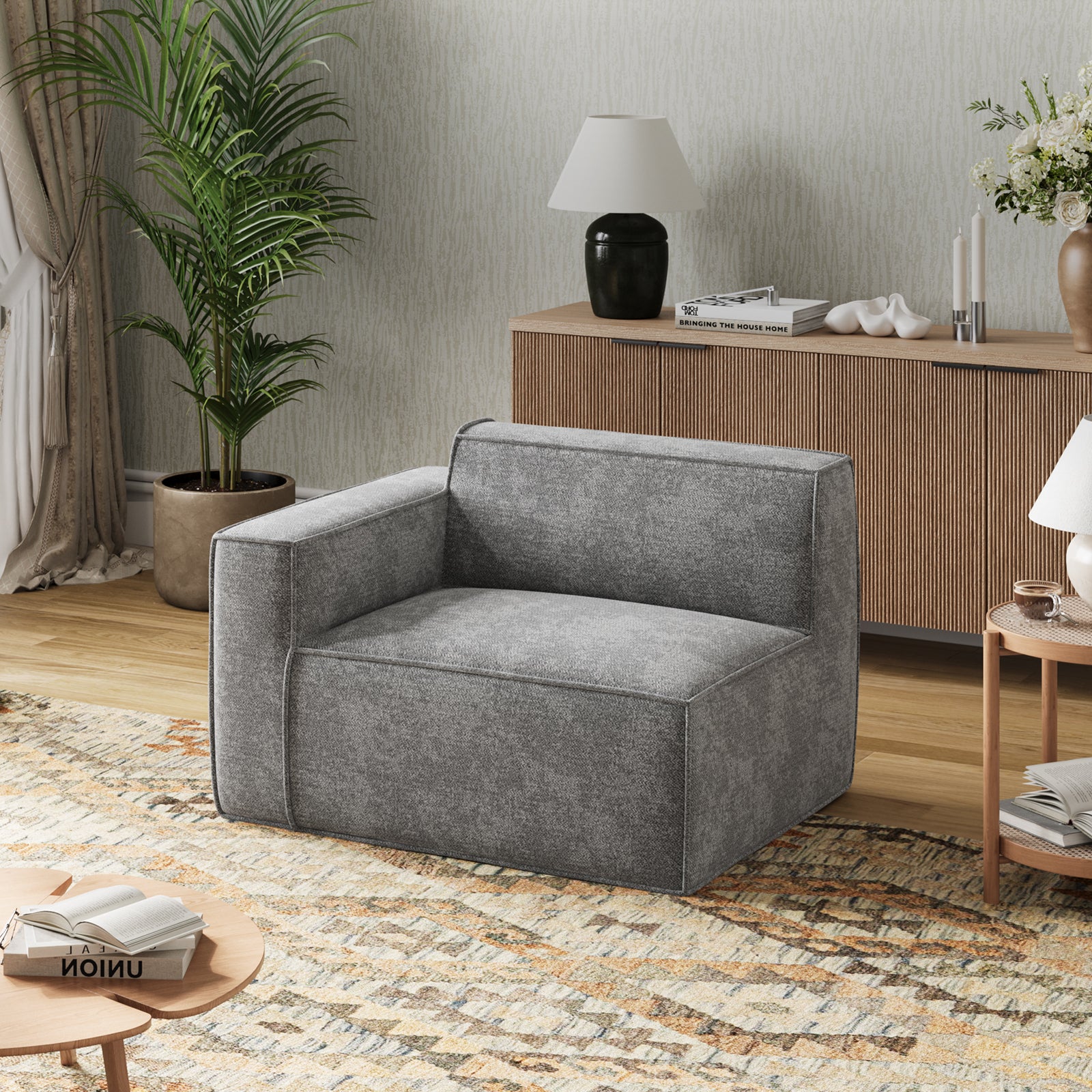 Minimalist Performance Chenille Modular Sofa - Dark Gray