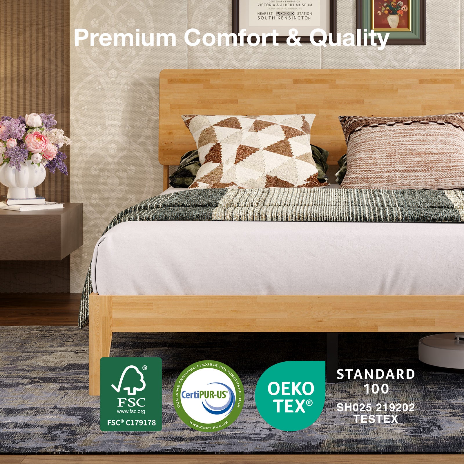 Oakley Wooden Bed Frame with Adjustable Headboard