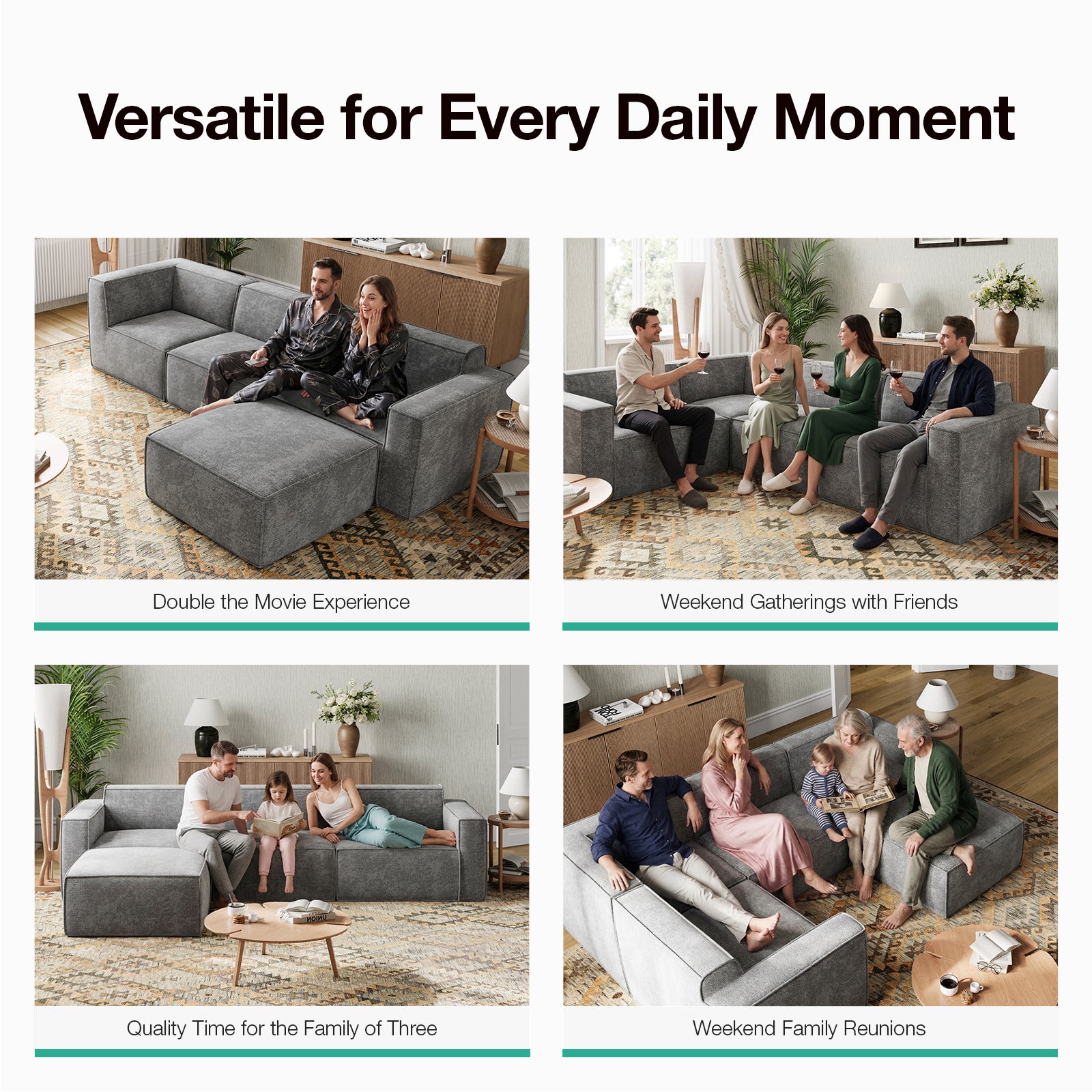 Minimalist Performance Chenille Modular Sofa - Dark Gray