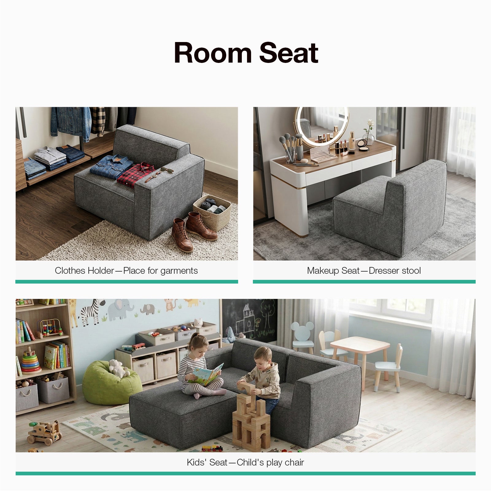 Minimalist Performance Chenille Modular Sofa - Dark Gray