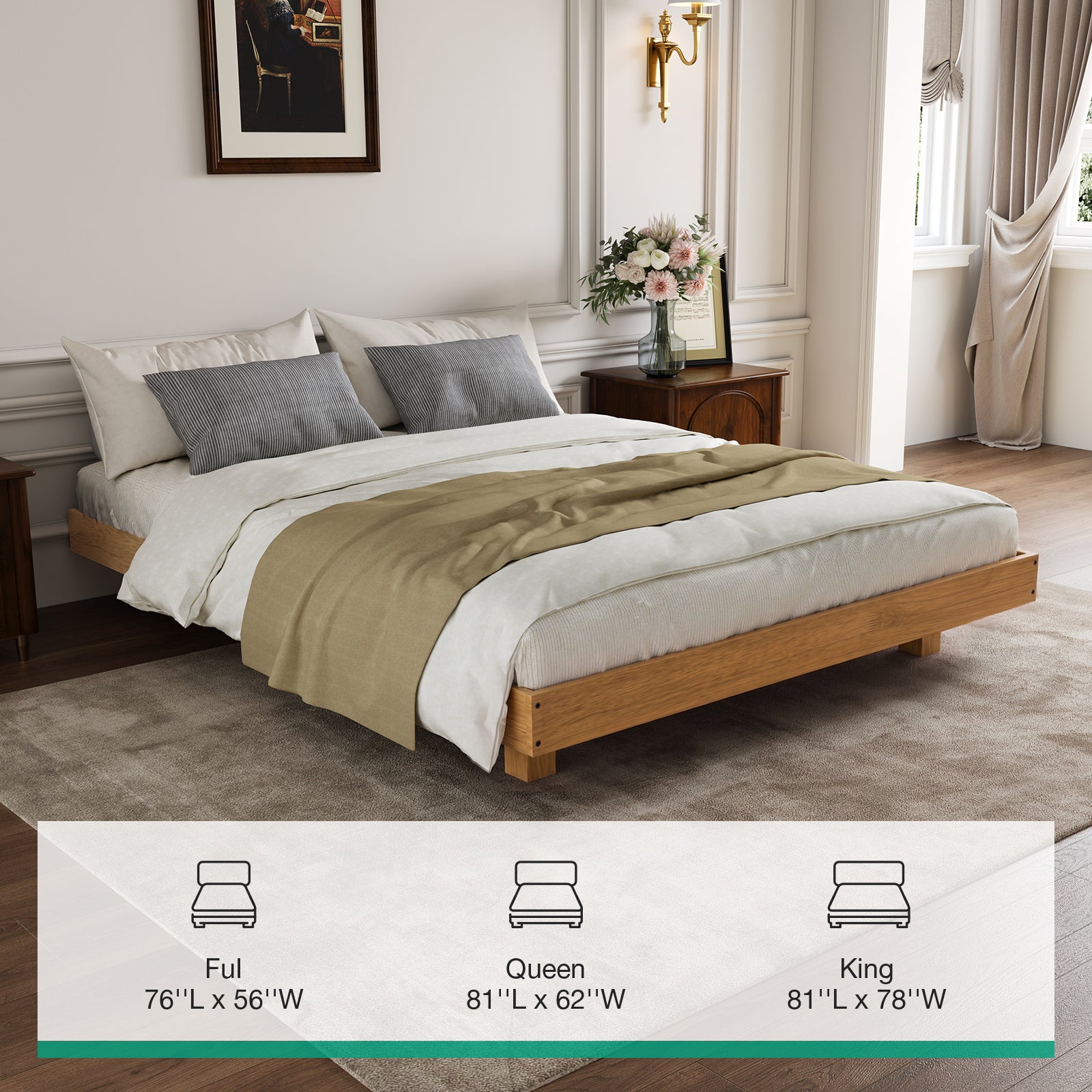 Alora Floating Solid Wood LED Bed Frame