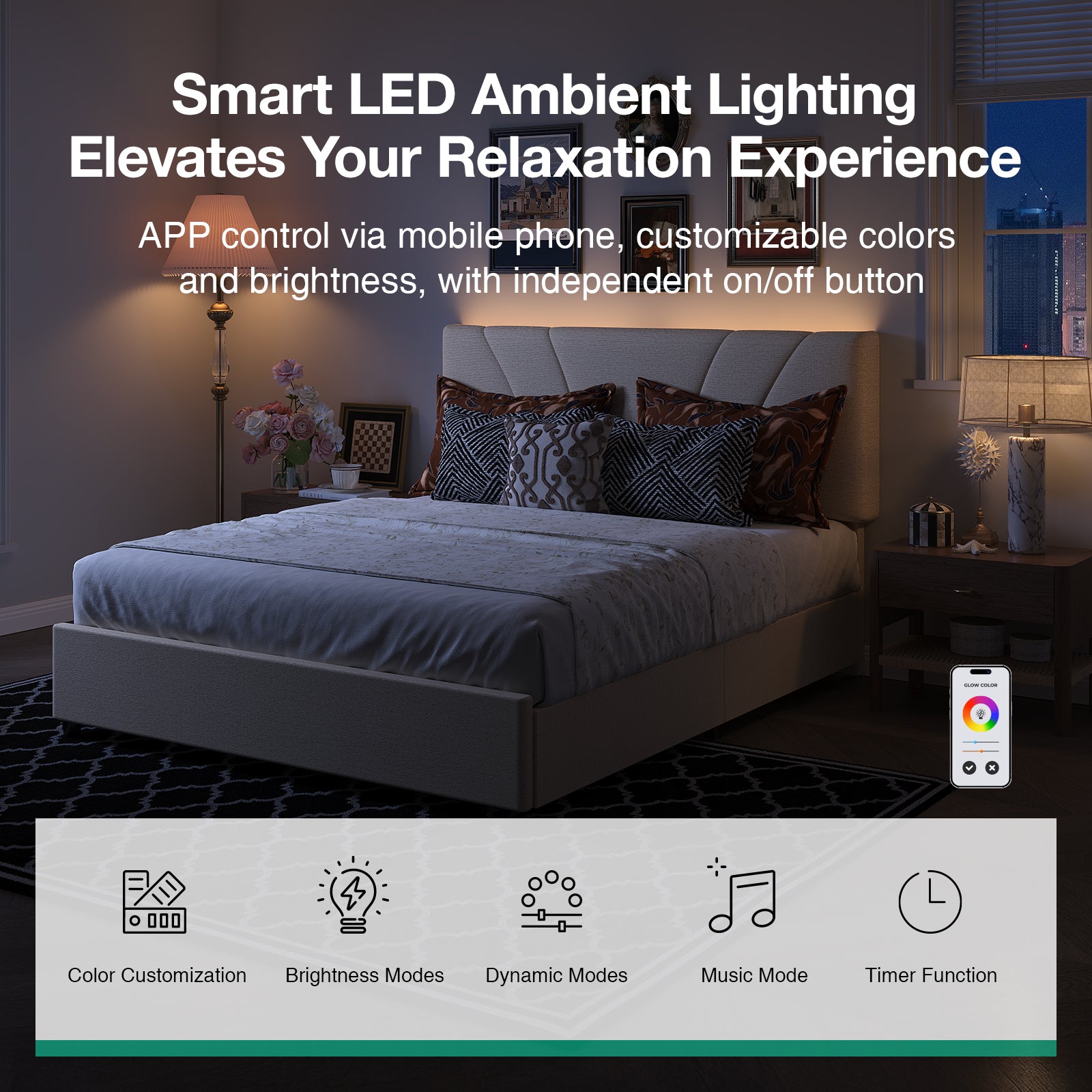Aura LED Storage Bed Frame