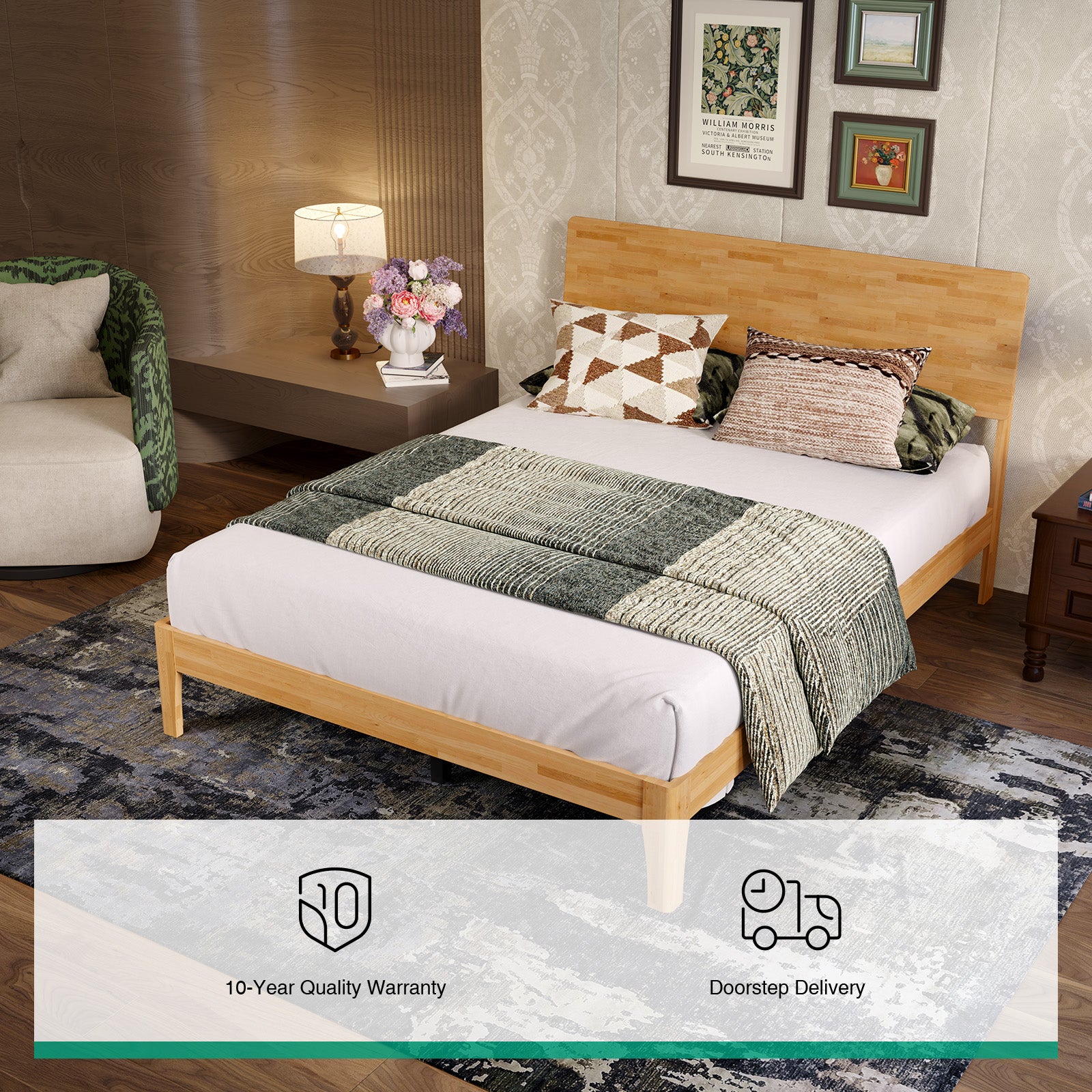 Oakley Wooden Bed Frame with Adjustable Headboard
