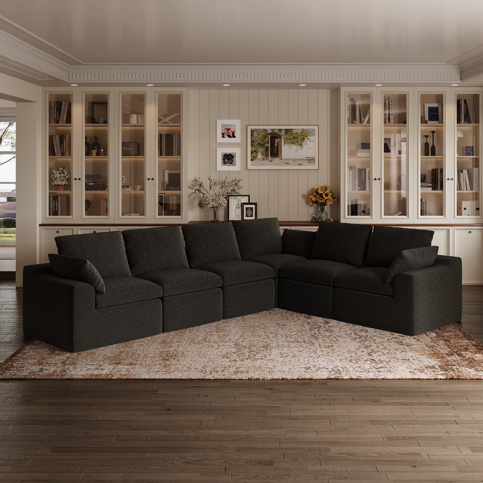 DayDrift Chenille Modular Sectional Sofa - Dark Gray