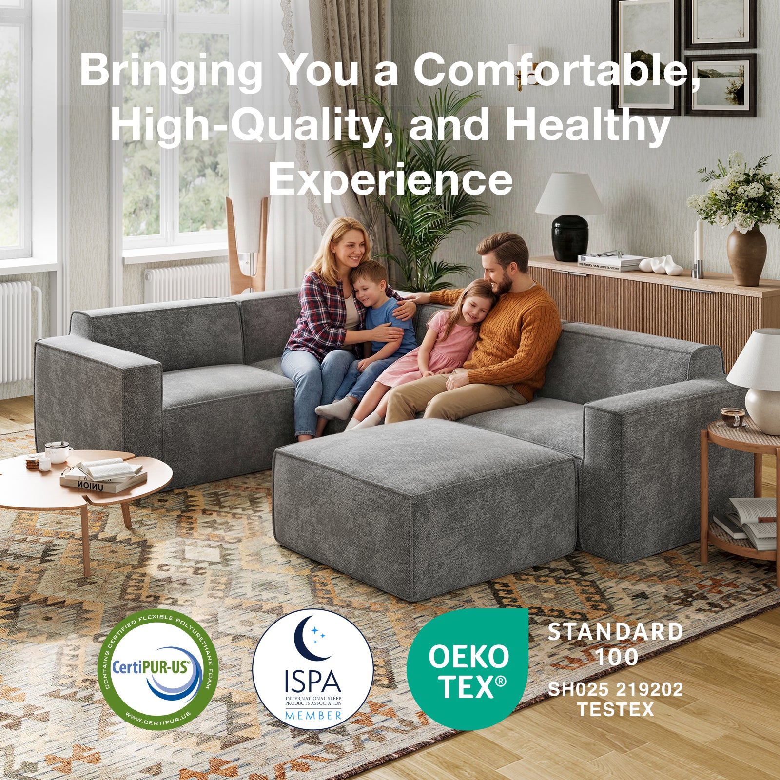 Minimalist Performance Chenille Modular Sofa - Dark Gray