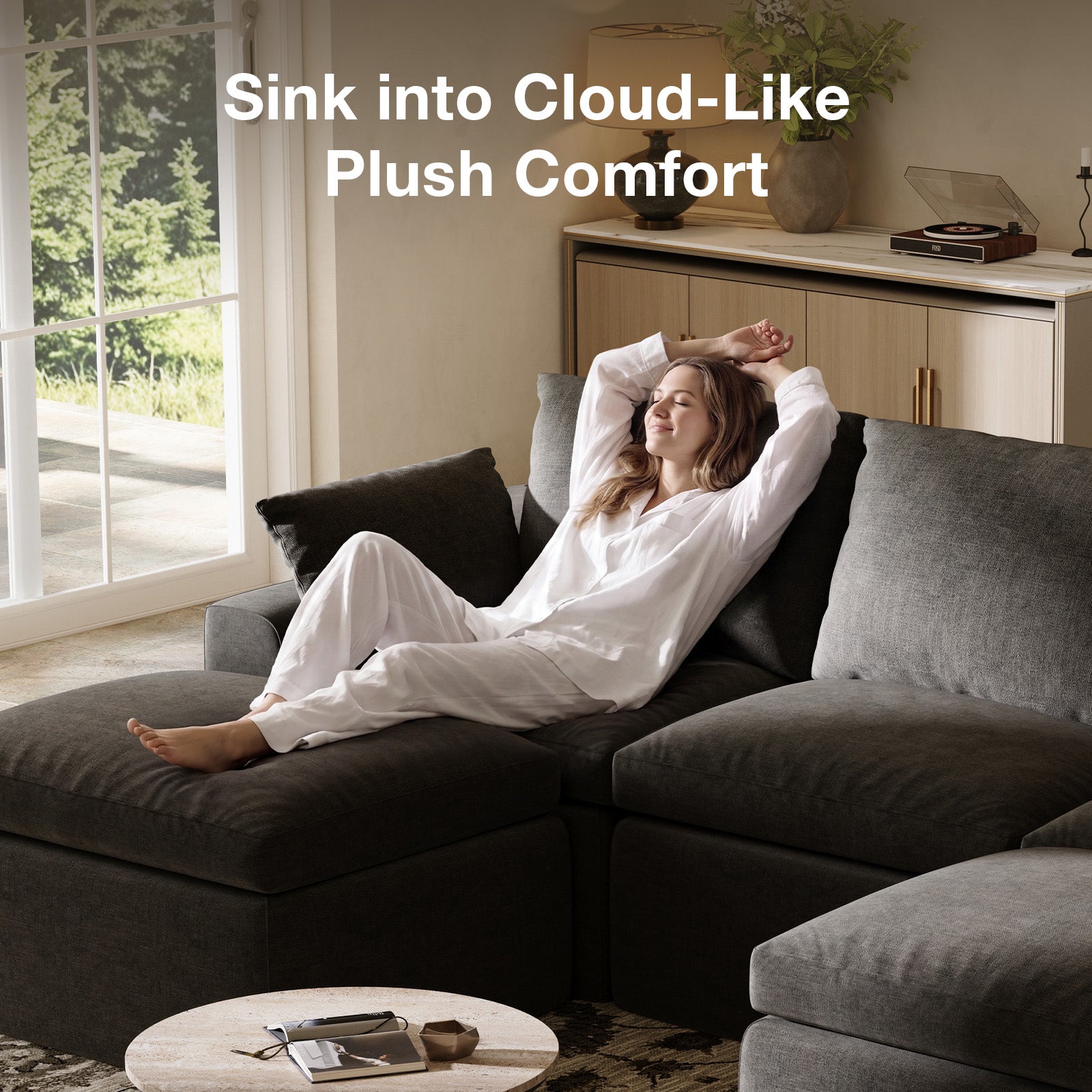 DayDrift Chenille Modular Sectional Sofa - Dark Gray