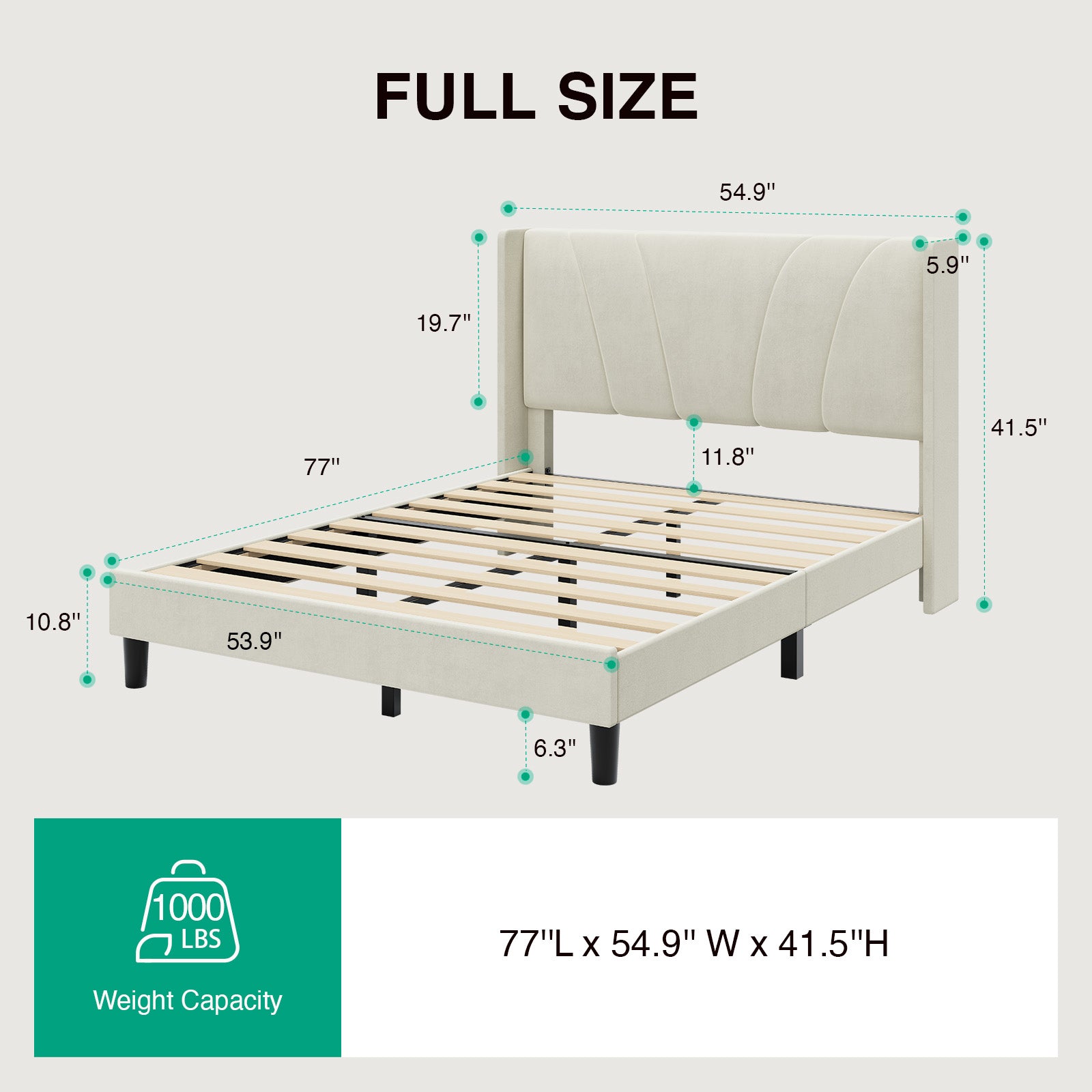 Haven Wingback Upholstered Bed Frame