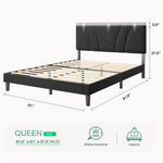 Bliss Adjustable Sleep Bundle queen bed frame: dark gray, tufted headboard, dimensions, 20-min assembly, 1200 lbs capacity.