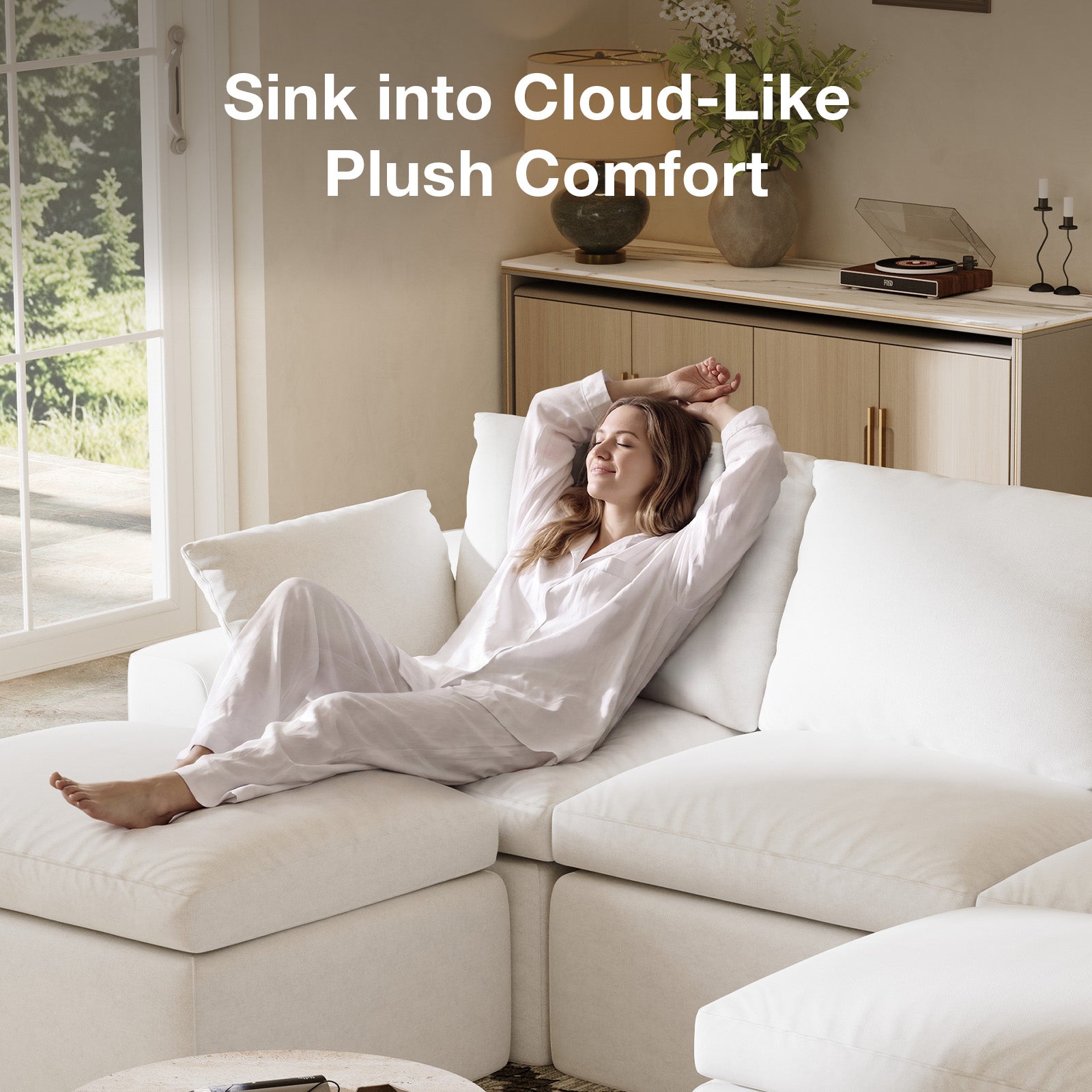 DayDrift Chenille Modular Sectional Sofa - White