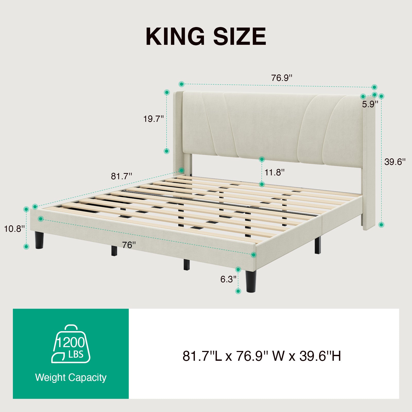 Haven Wingback Upholstered Bed Frame