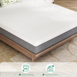 Novilla Bliss Comfort mattress white quilted top grey sides on wood frame.