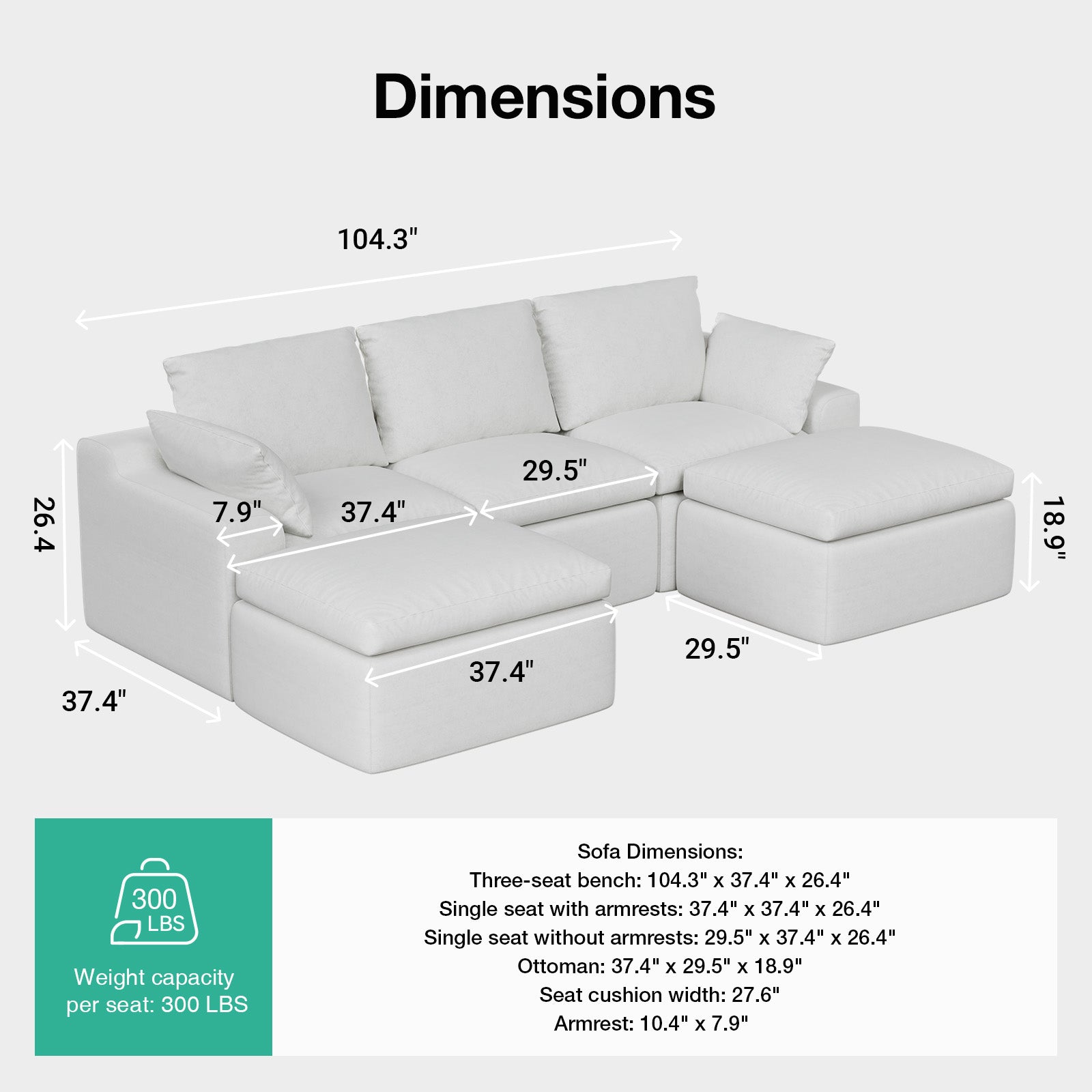 DayDrift Chenille Modular Sectional Sofa - White