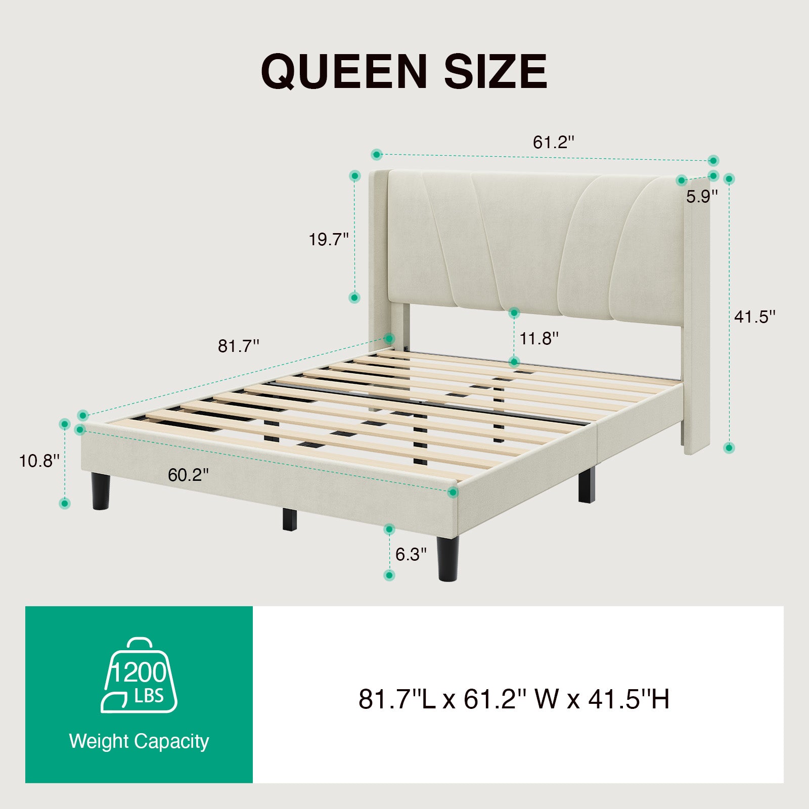 Haven Wingback Upholstered Bed Frame