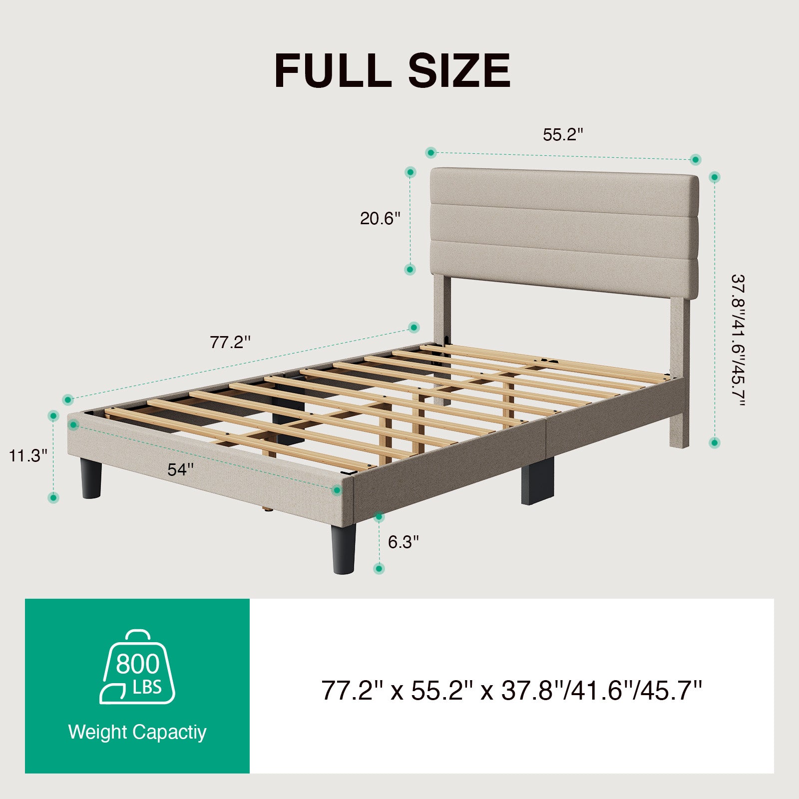 Lina Stripe Bed Frame with Adjustable Headboard