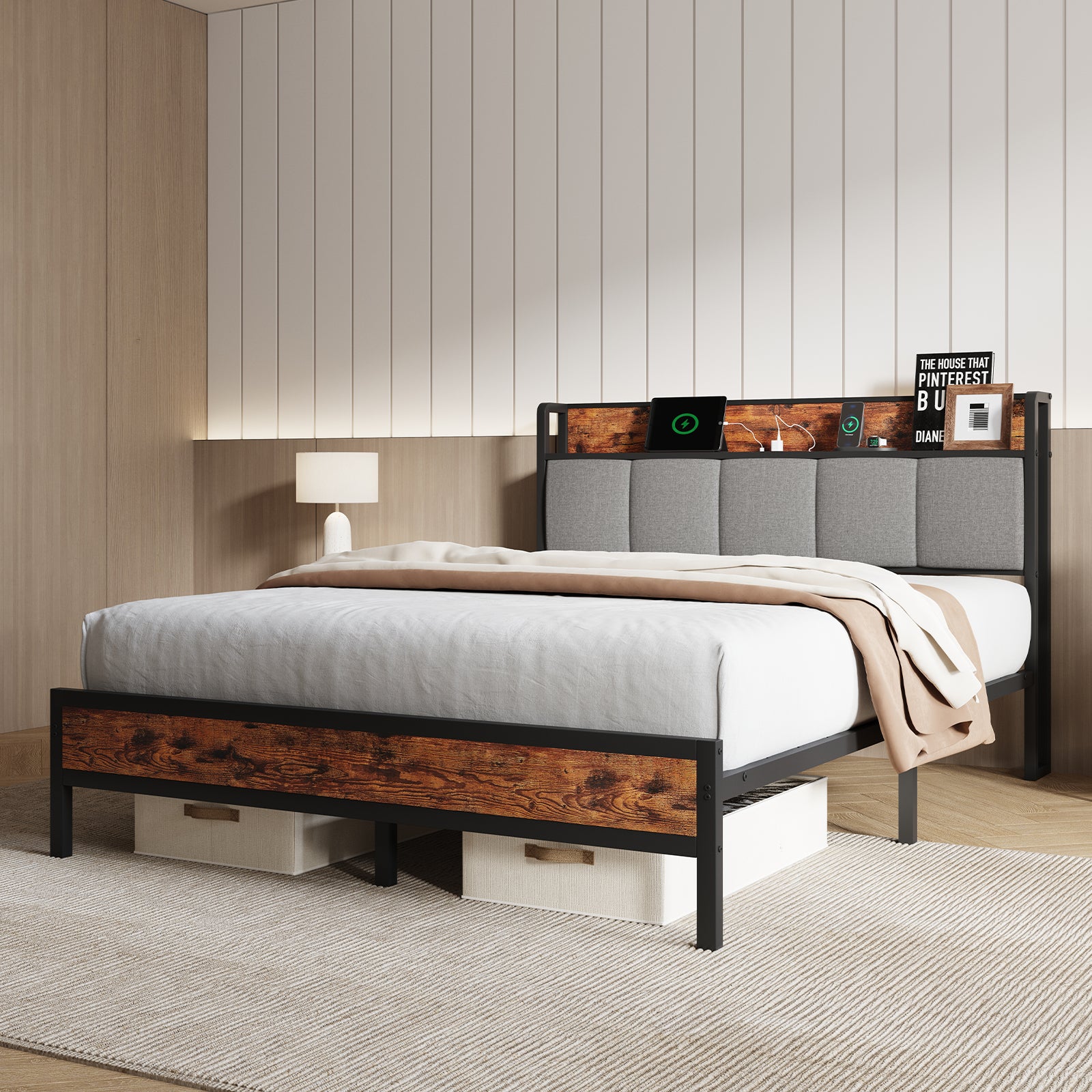 Atlas Charging Storage Bed Frame