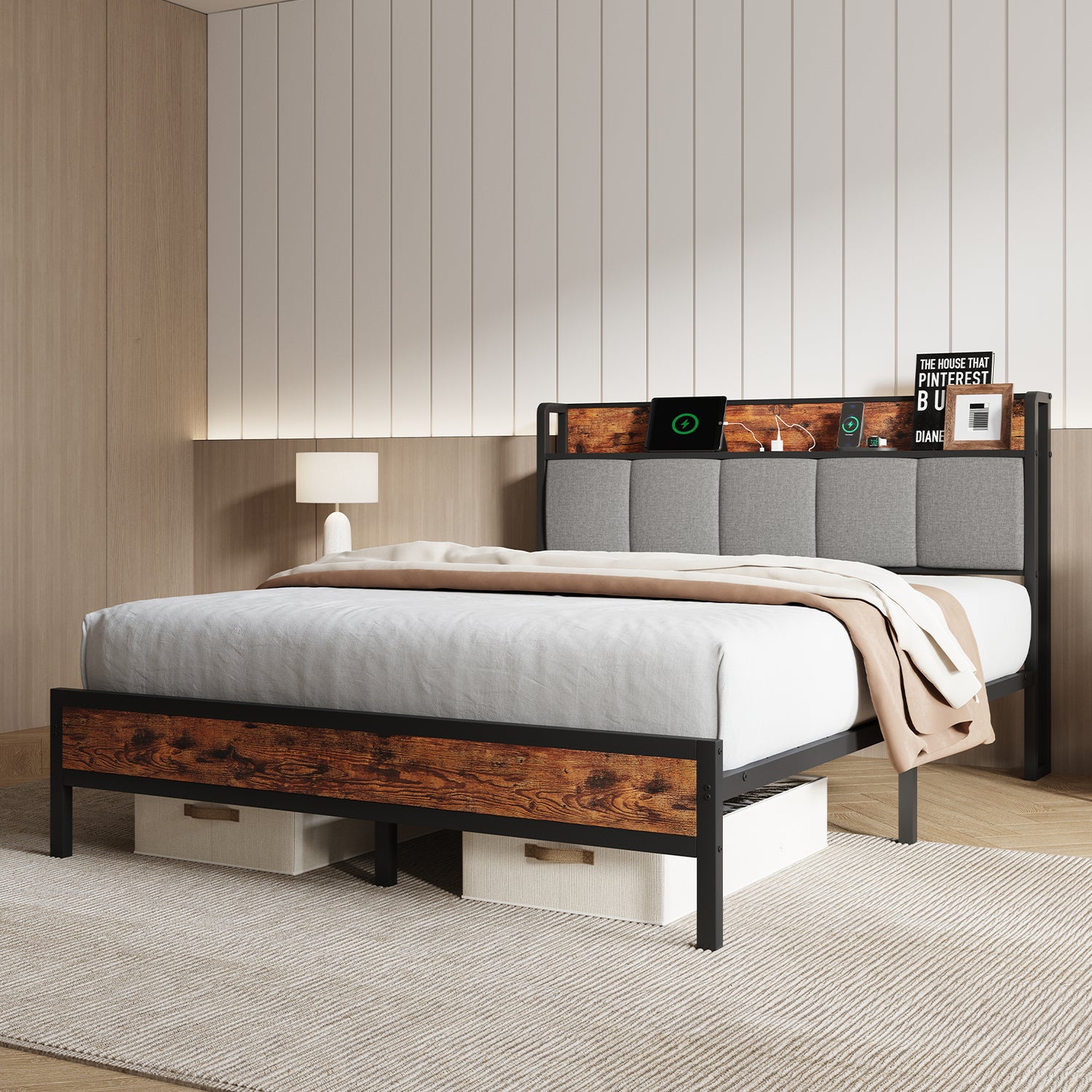 Atlas Charging Storage Bed Frame