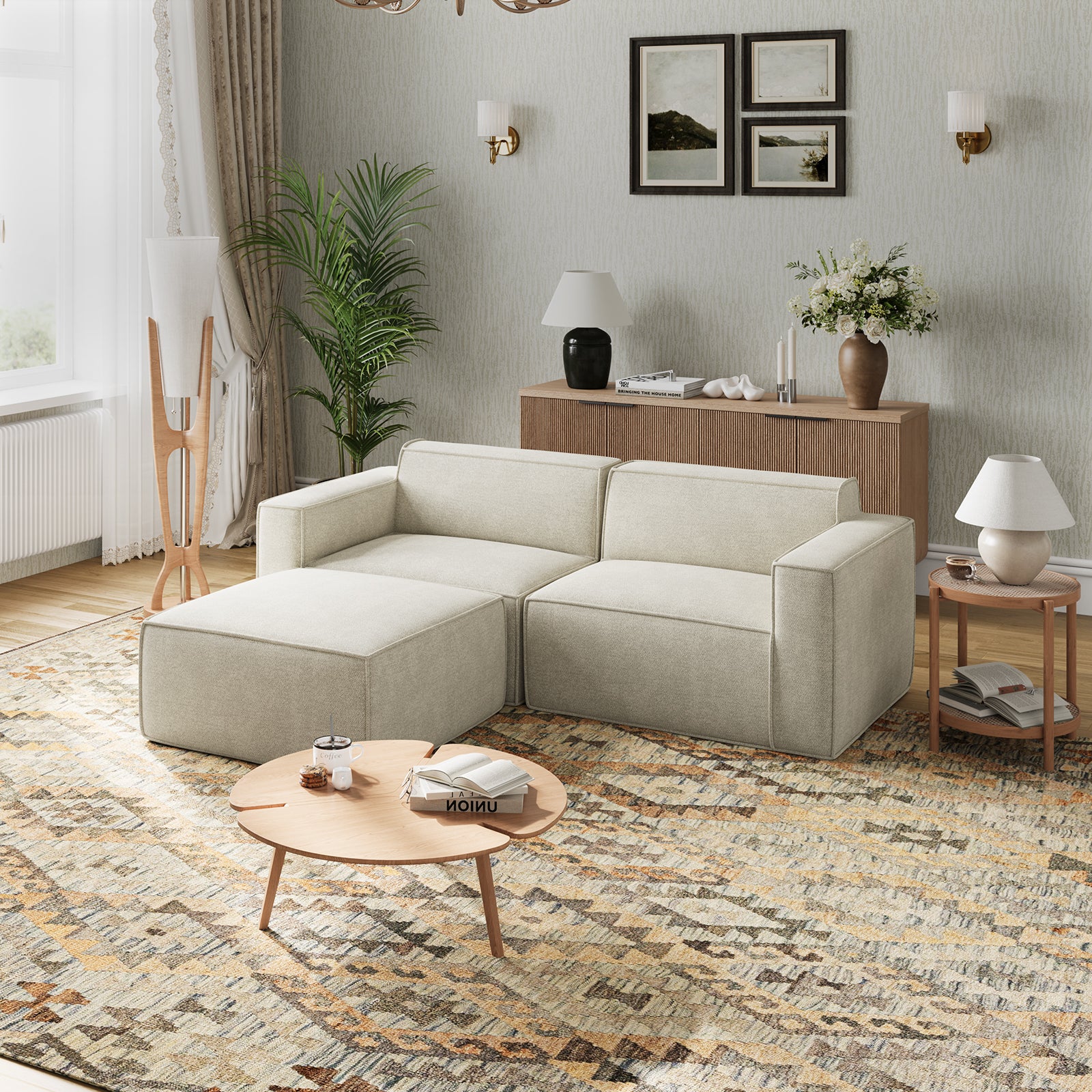 Minimalist Performance Chenille Modular Sofa - Beige