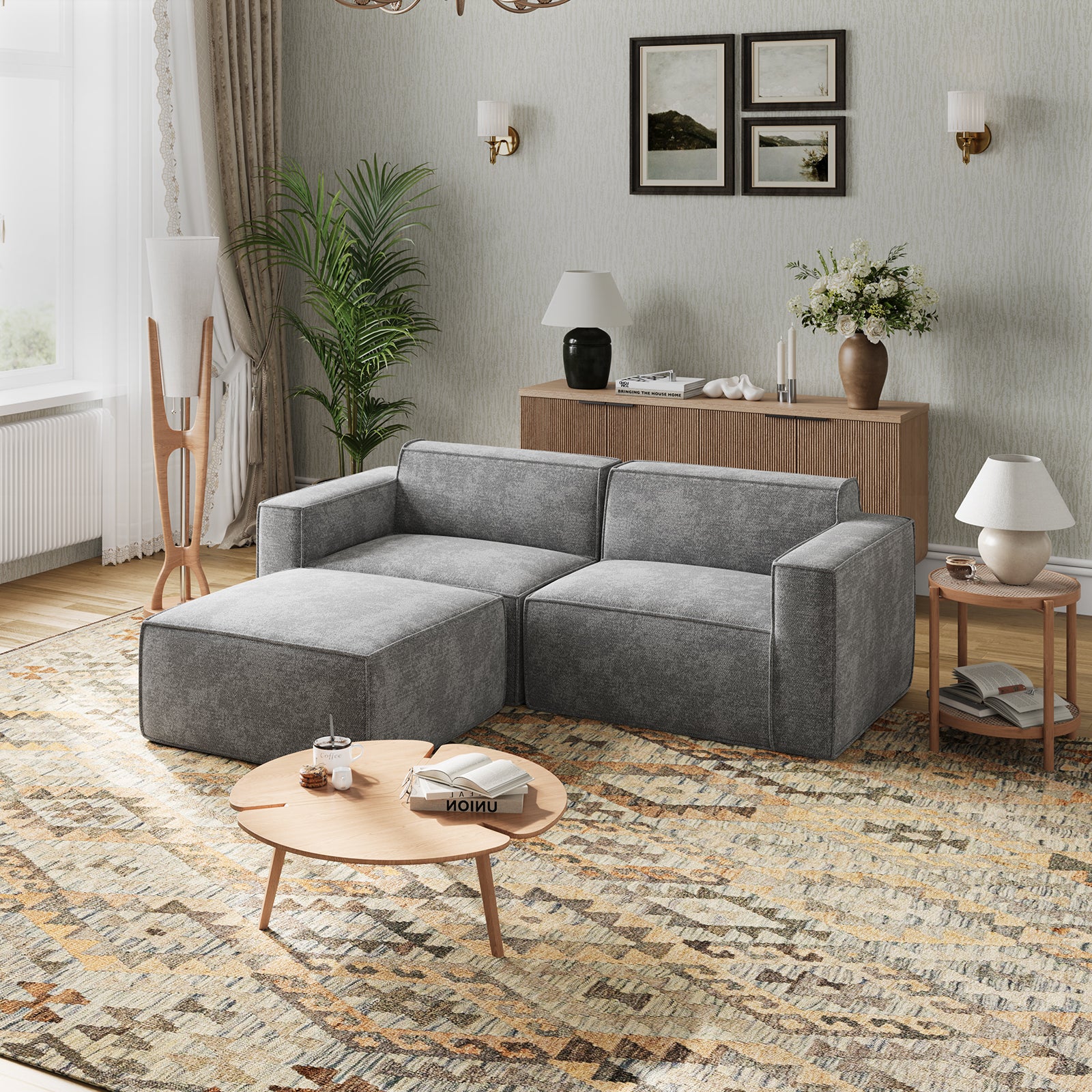 Minimalist Performance Chenille Modular Sofa - Dark Gray