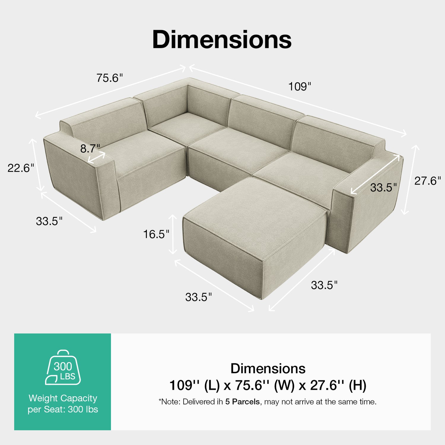 Minimalist Performance Chenille Modular Sofa - Beige