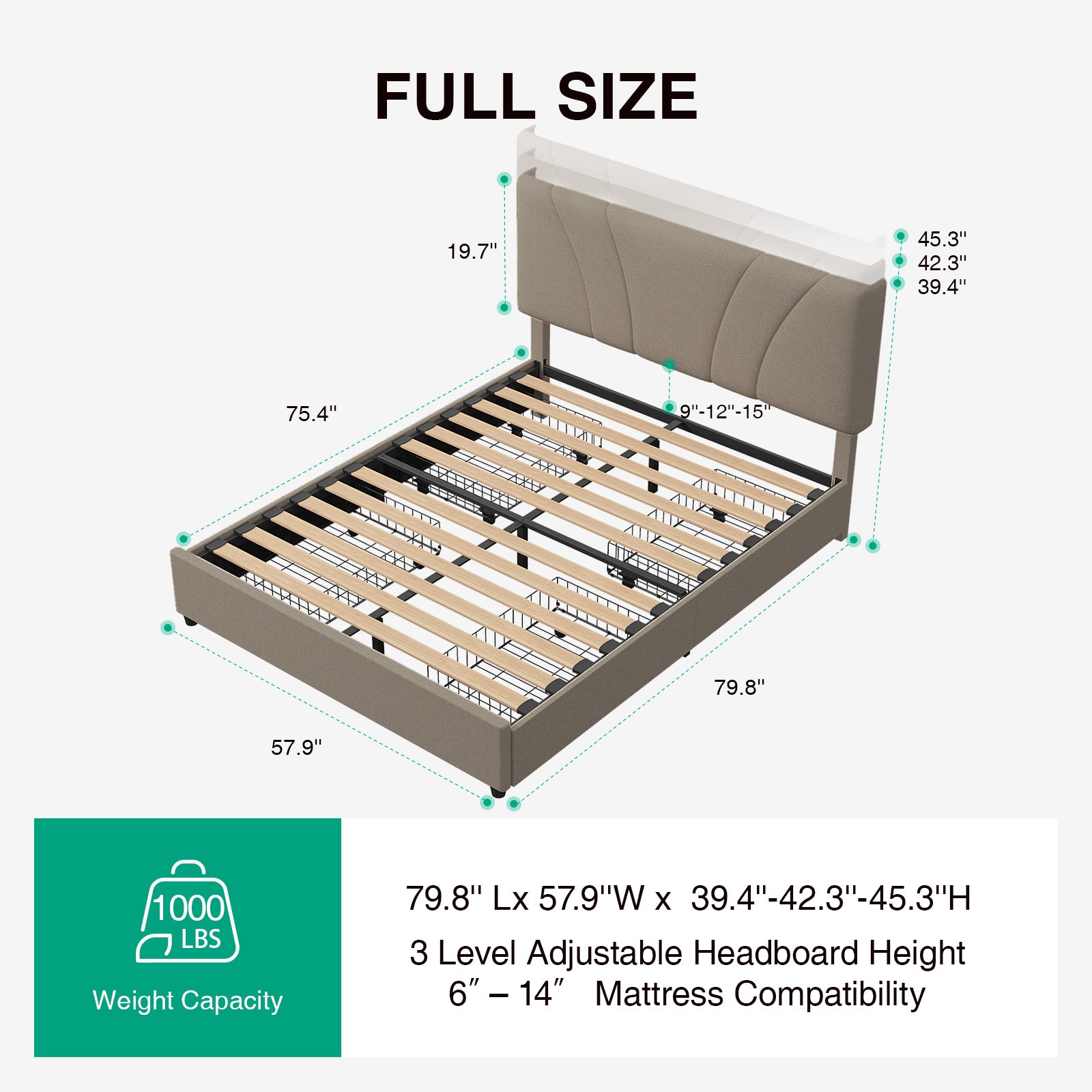 Aura LED Storage Bed Frame