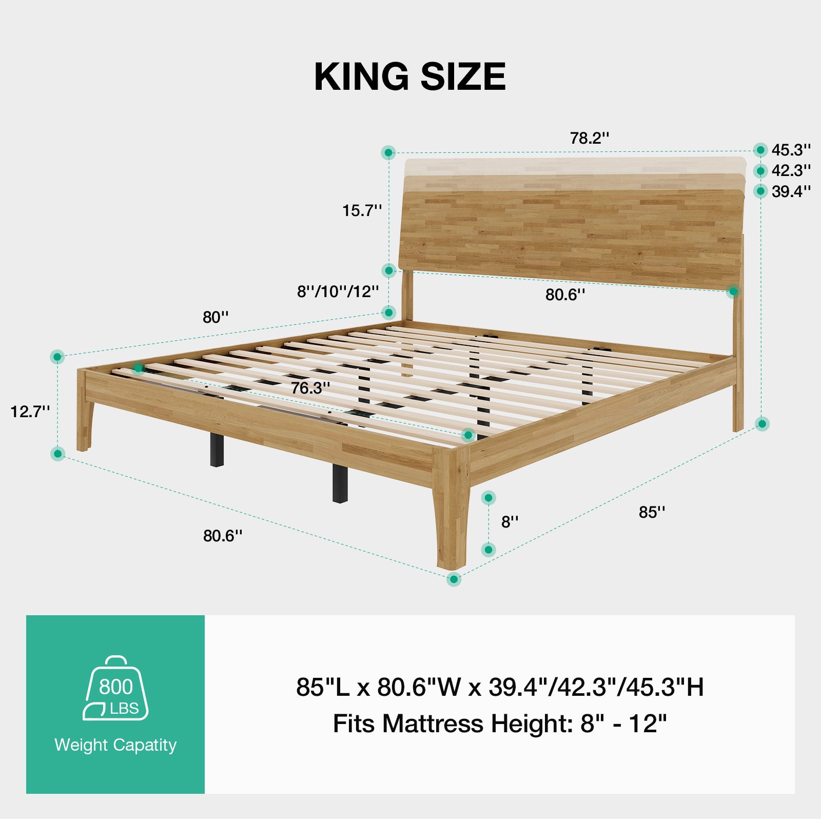 Oakley Wooden Bed Frame with Adjustable Headboard