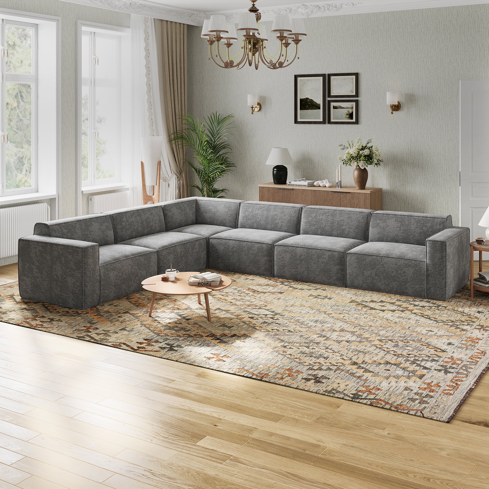 Minimalist Performance Chenille Modular Sofa - Dark Gray