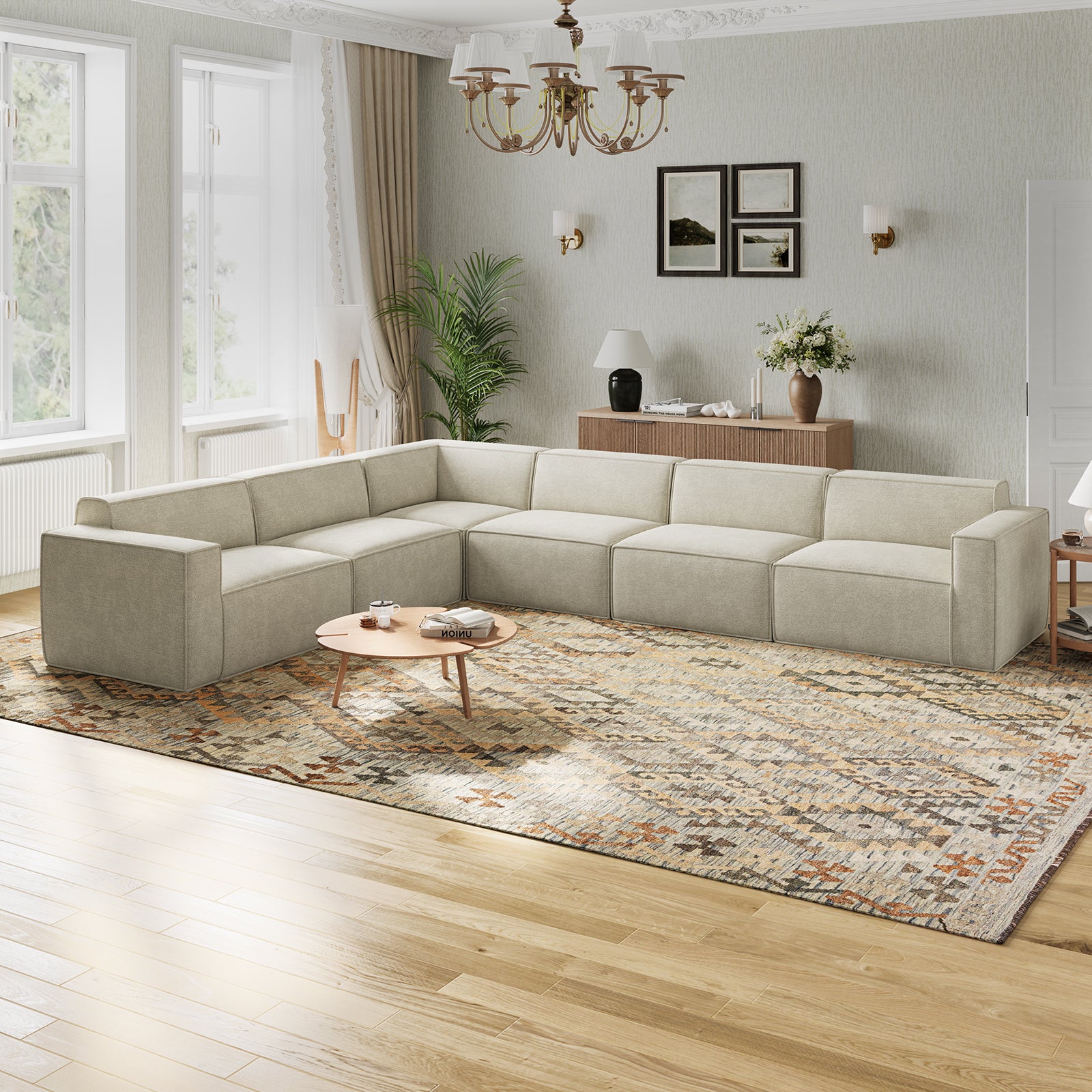 Minimalist Performance Chenille Modular Sofa - Beige