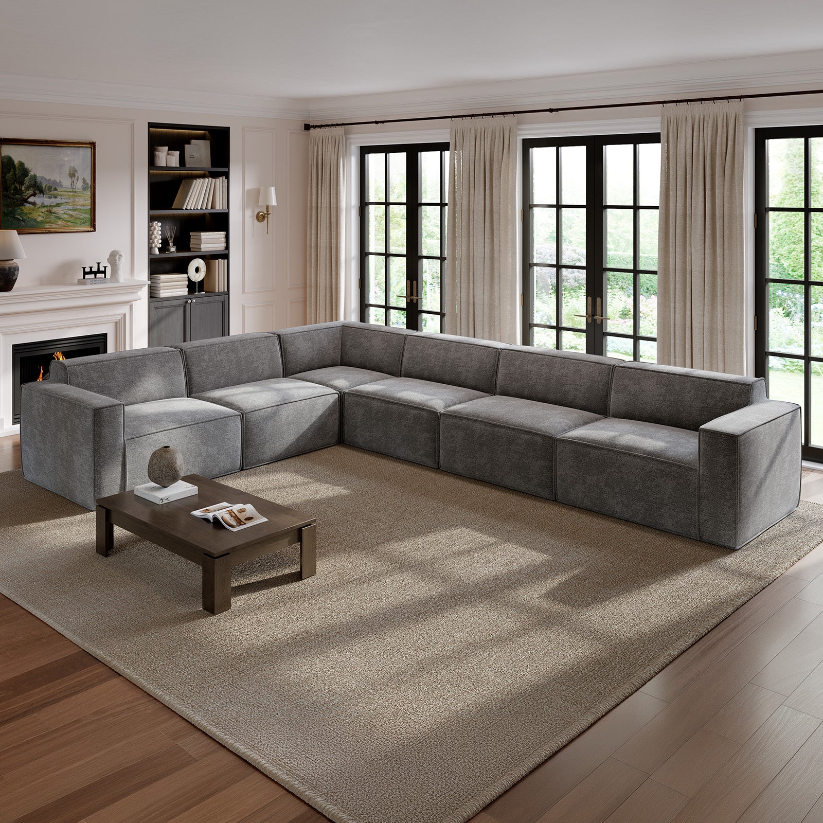 Minimalist Performance Chenille Modular Sofa - Dark Gray
