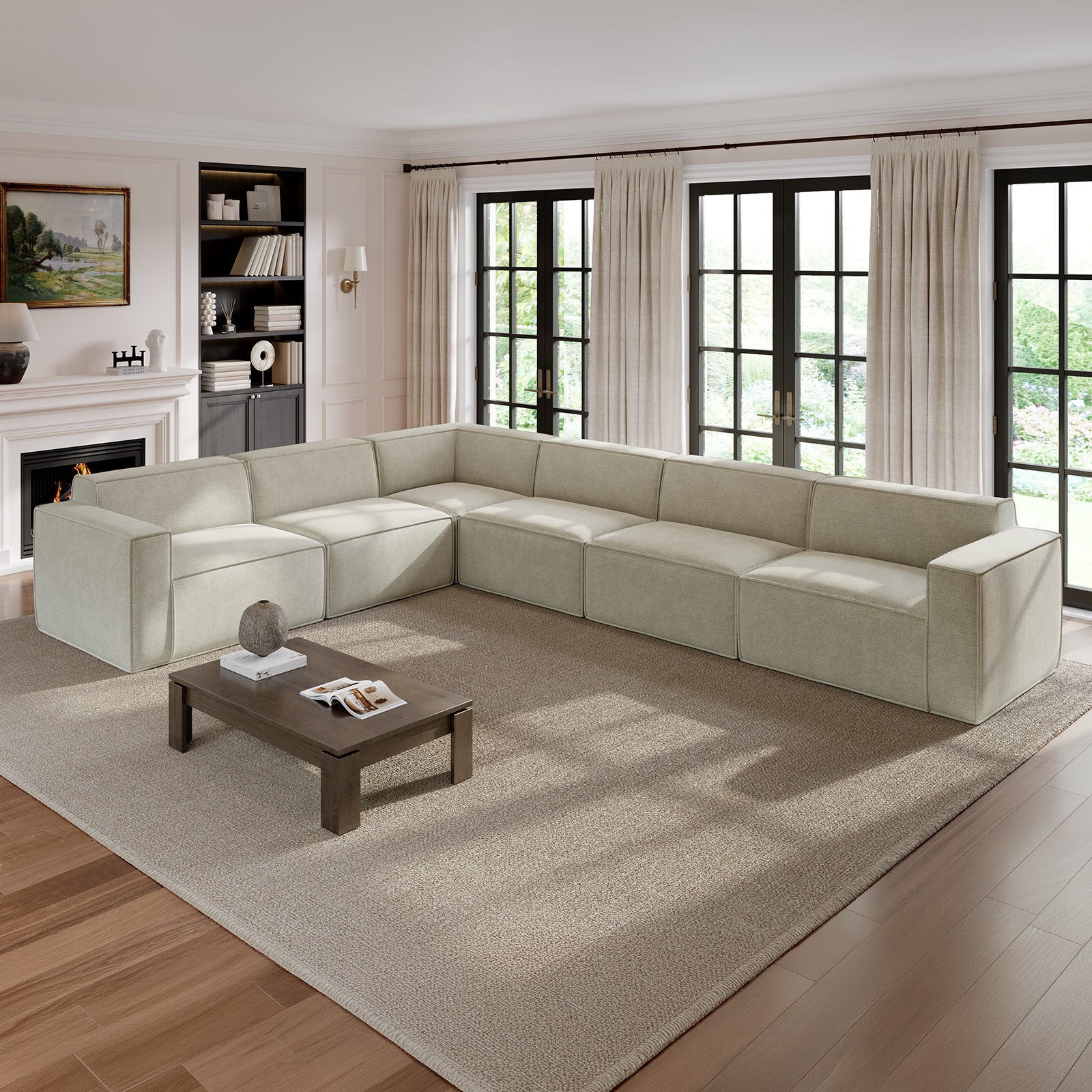 Minimalist Performance Chenille Modular Sofa - Beige