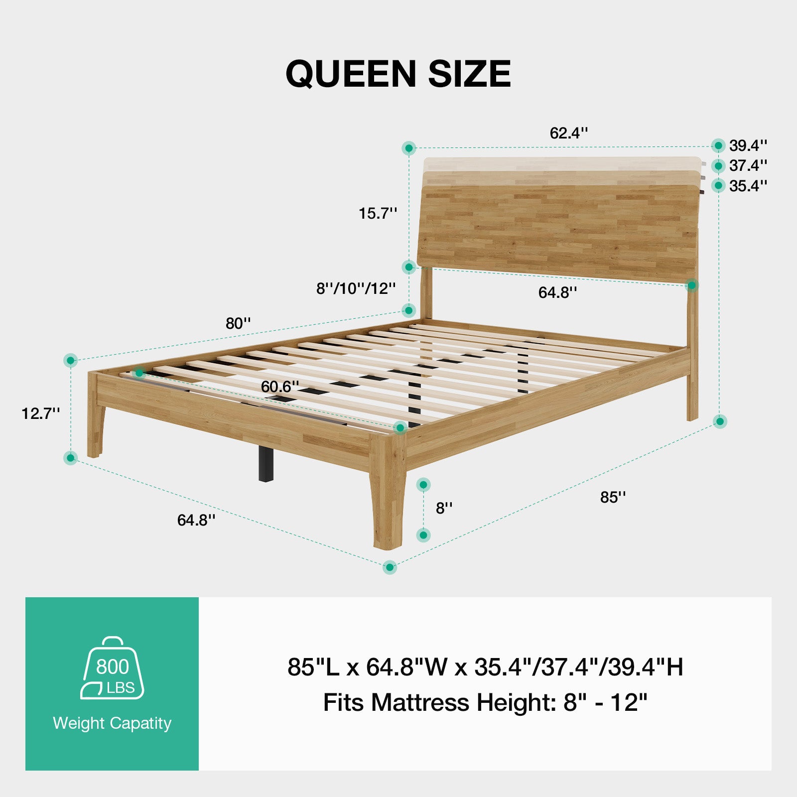 Oakley Wooden Bed Frame with Adjustable Headboard