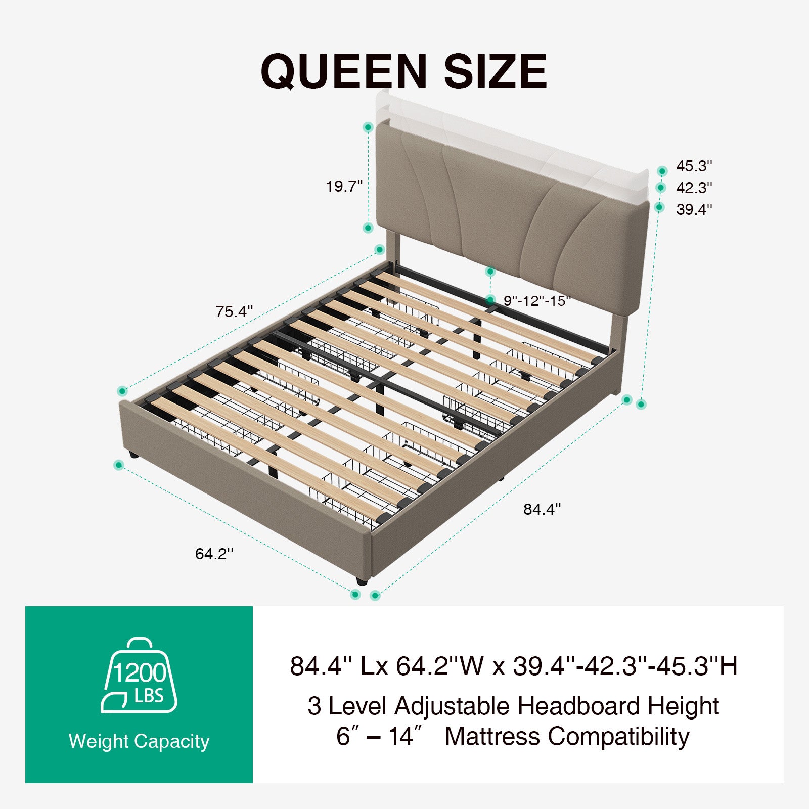 Aura LED Storage Bed Frame