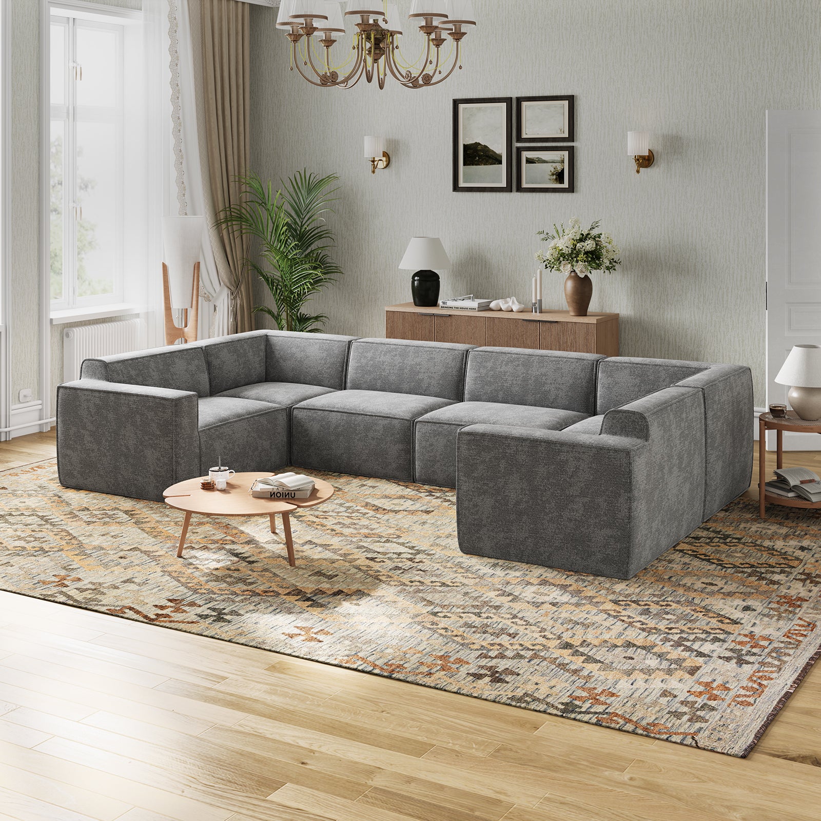 Minimalist Performance Chenille Modular Sofa - Dark Gray