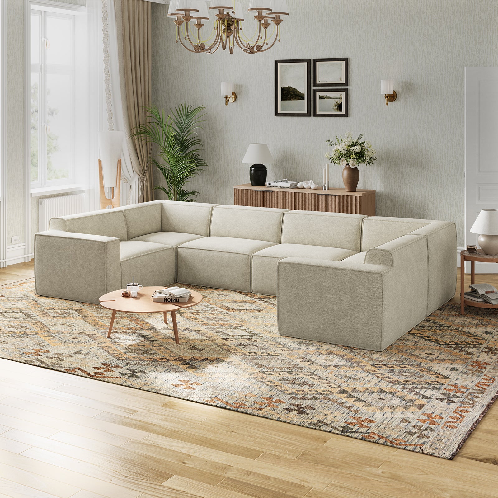 Minimalist Performance Chenille Modular Sofa - Beige
